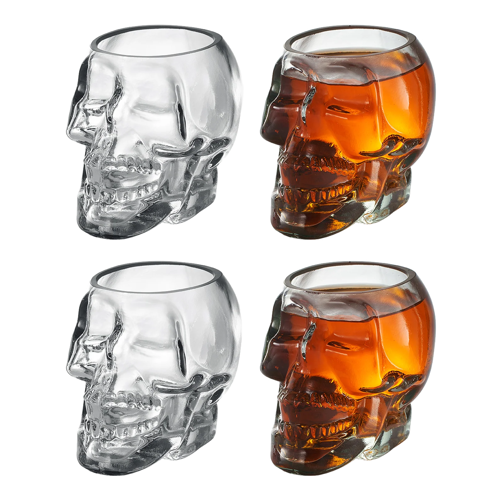 Monkey and Heroes Extra Large Skull Shot Glasses Set of 4 - Keen Glass Solutions