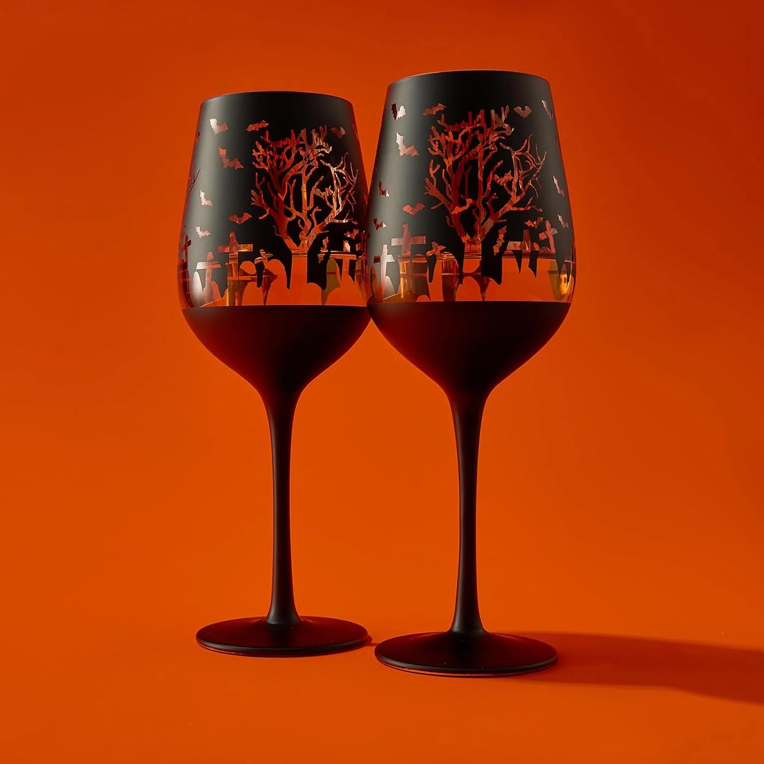 Crystal Halloween Stemmed Wine Glasses - Set of 2 - Keen Glass Solutions