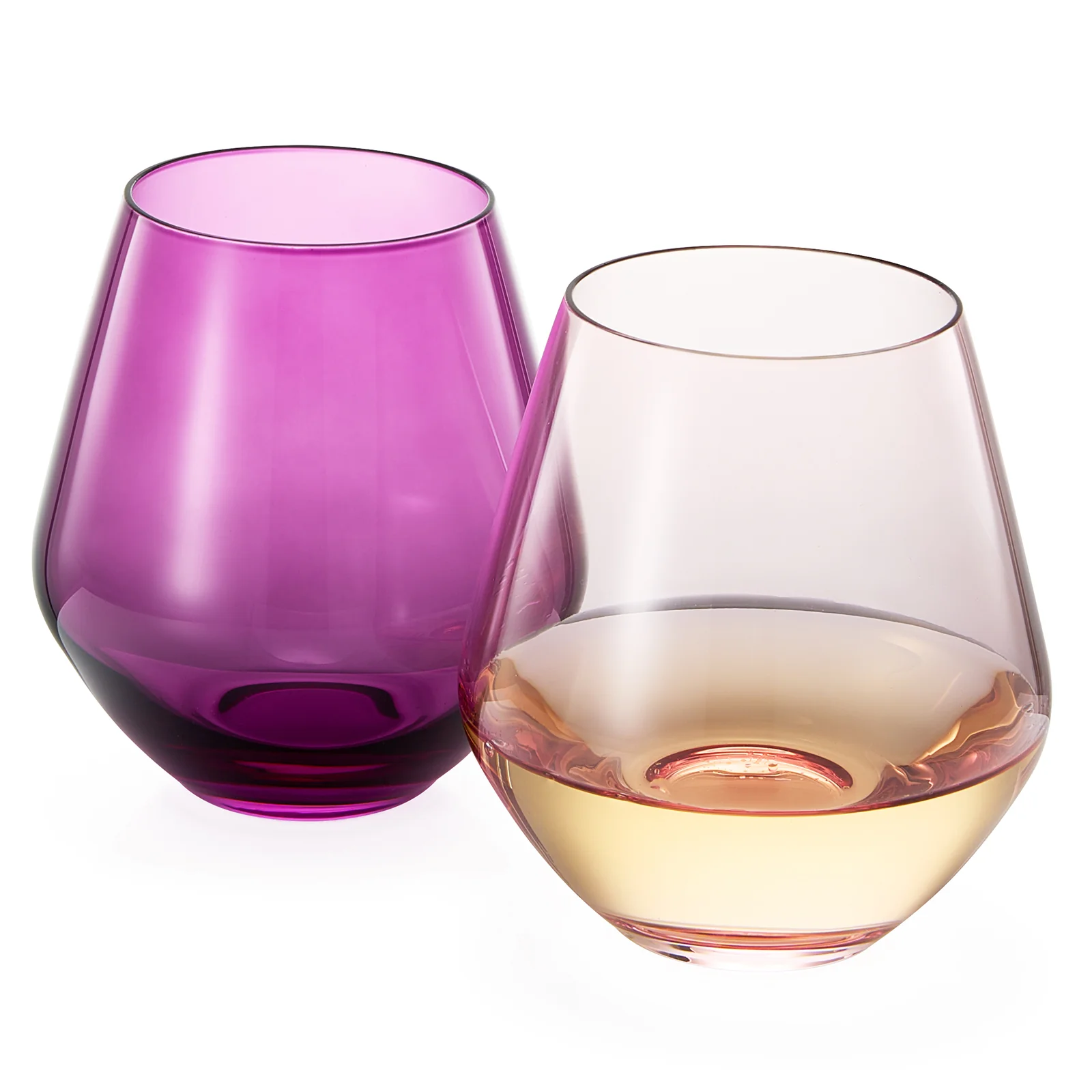 Amethyst & Rose Colored Wine Glasses | Set of 2 | Large 16 oz - Keen Glass Solutions