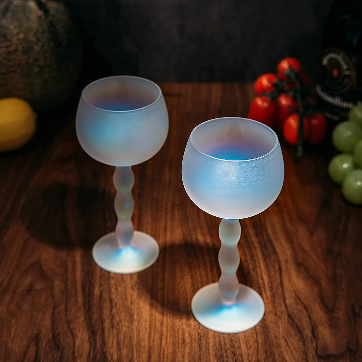 Aesthetic Iridescent Cloud Elegant Crystal Wine - 7 oz Rim Set of 2 - Keen Glass Solutions