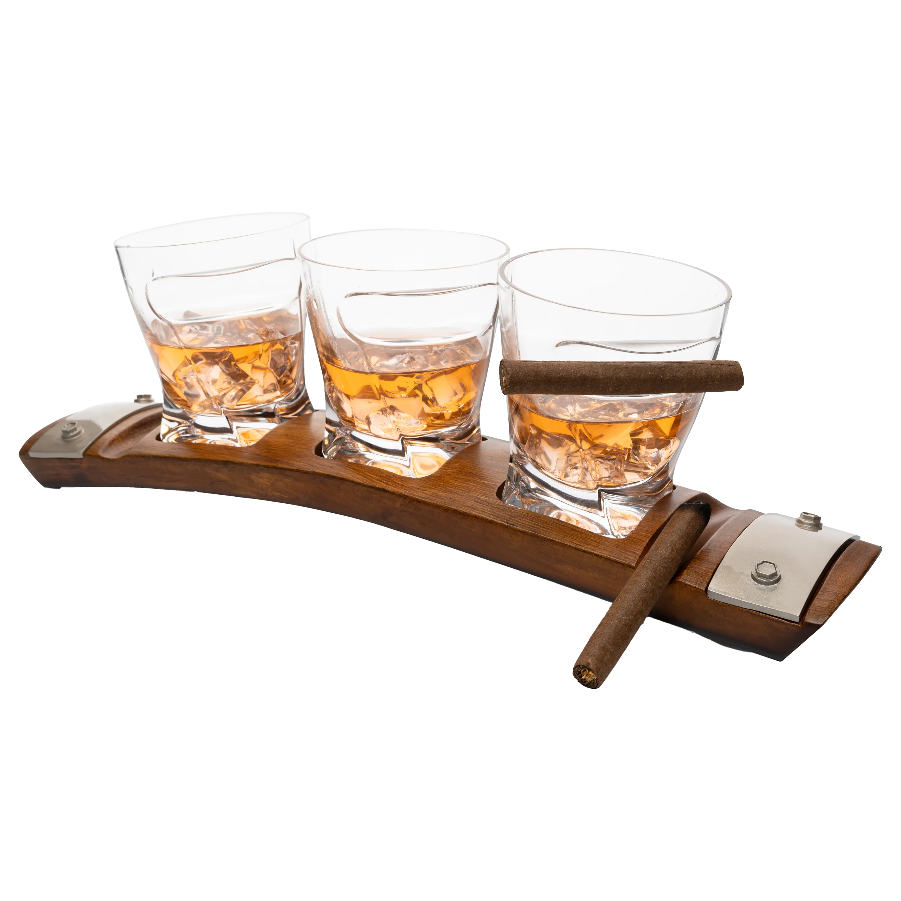 Glass & Coaster & with 3 Whiskey Glasses Slot to Hold - Keen Glass Solutions