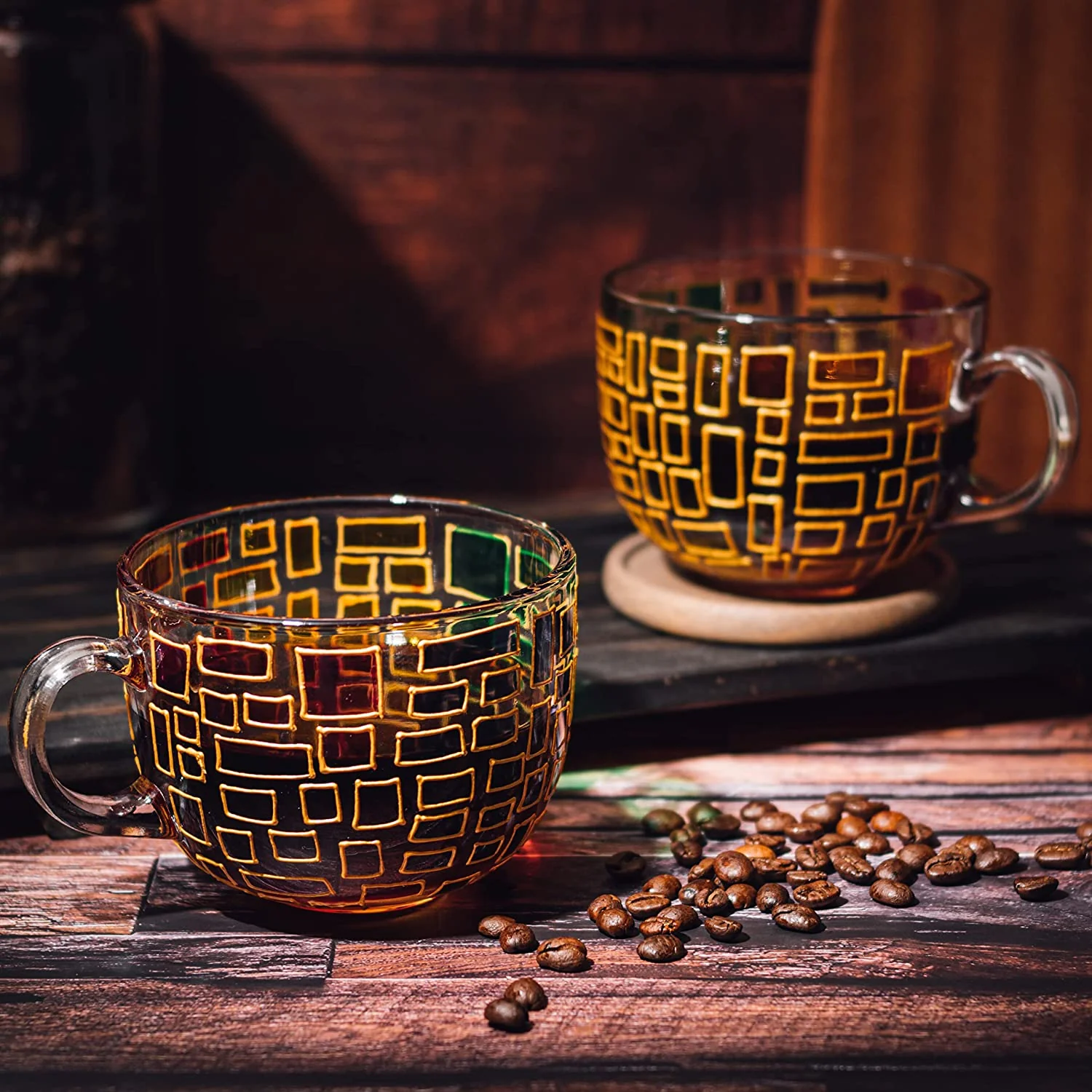Renaissance Stained Glass Windows Mugs, Set of 2 - Keen Glass Solutions
