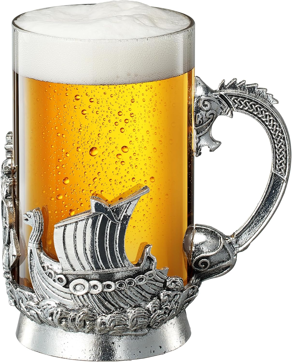 Viking & Mythological Pewter Beer & Water Drinking Glass - 18oz SINGLE - Keen Glass Solutions