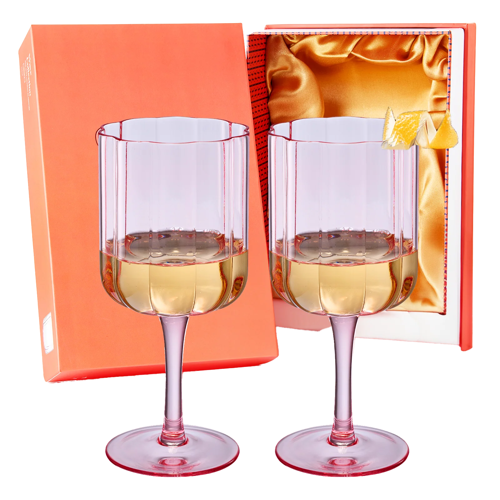 Flower Vintage Wine Glassware - Set of 2-13 oz (Pink) - Keen Glass Solutions