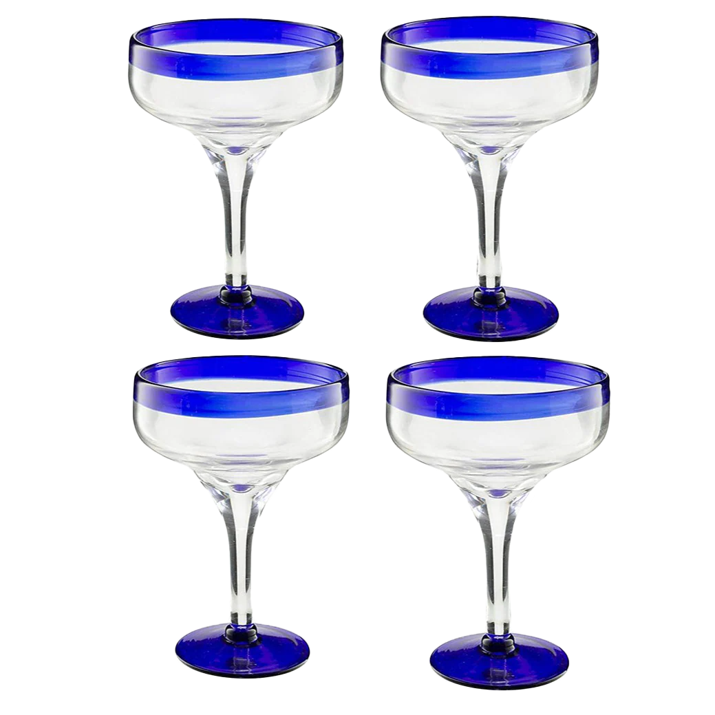 Mexican Hand Blown Glass – Set of 4 Large 16oz - Keen Glass Solutions