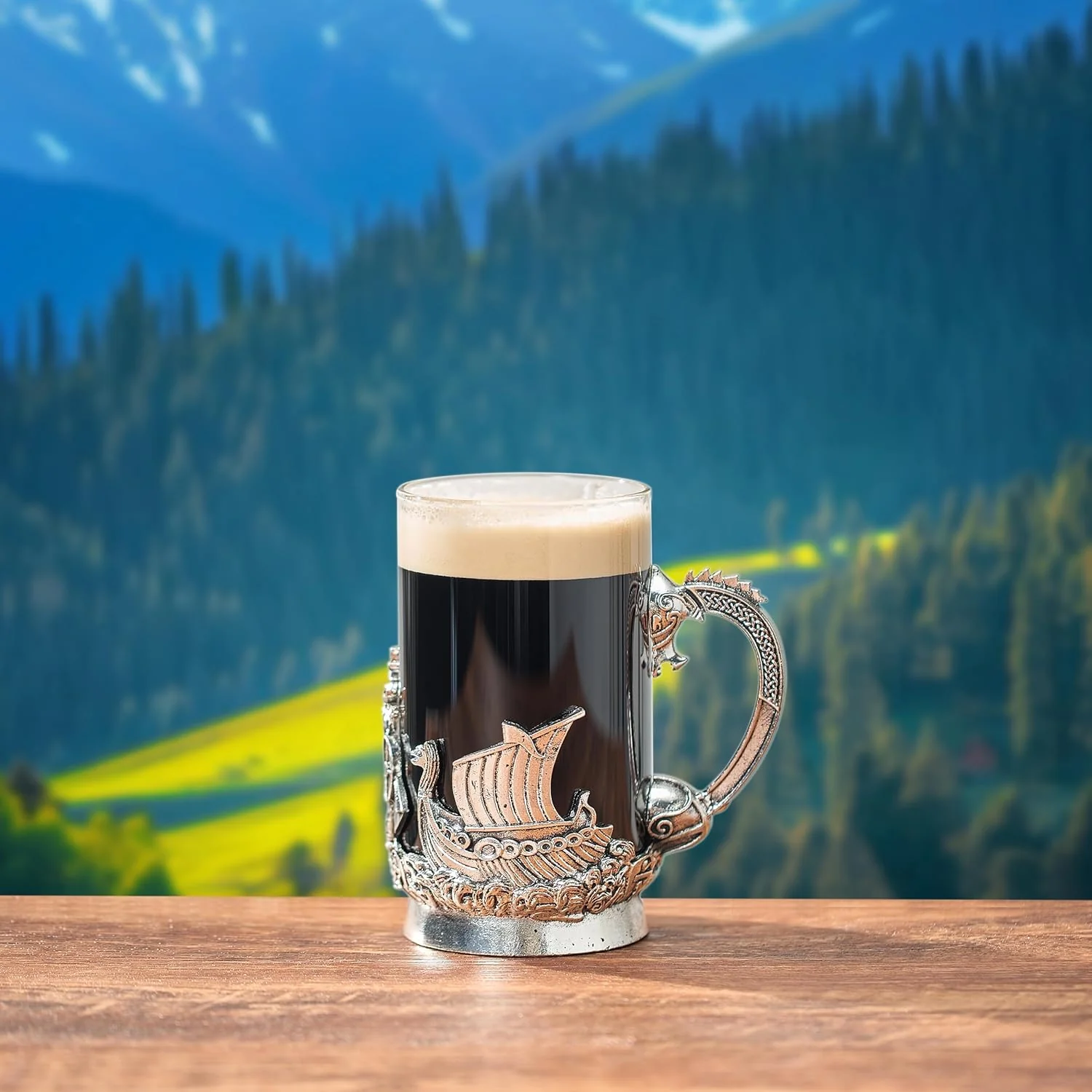 Viking & Mythological Pewter Beer & Water Drinking Glass - 18oz SINGLE - Keen Glass Solutions