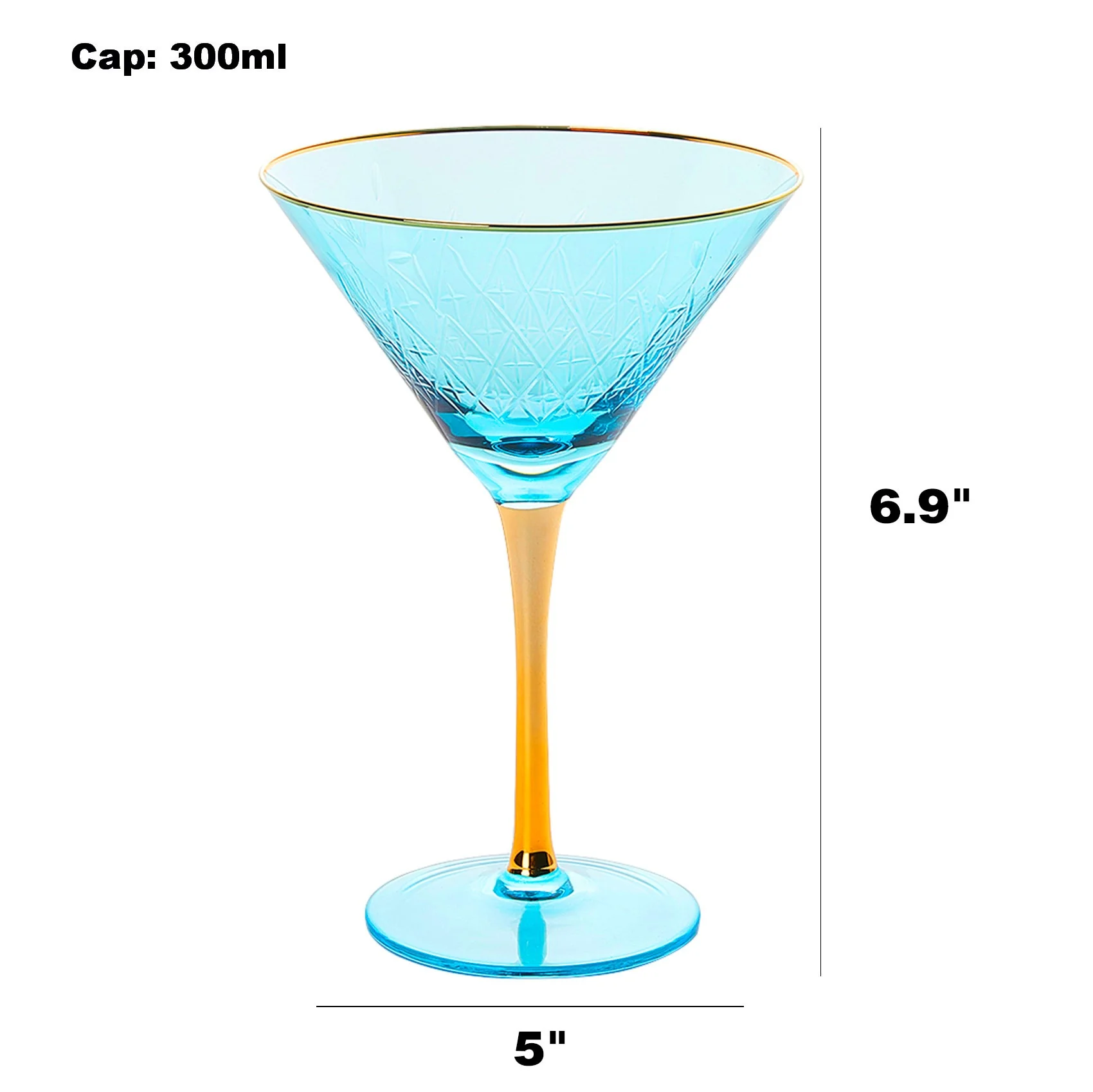 Crystal Gold Rimmed Champagne, Martini, Cocktails Glasses - Set of 4 - Keen Glass Solutions