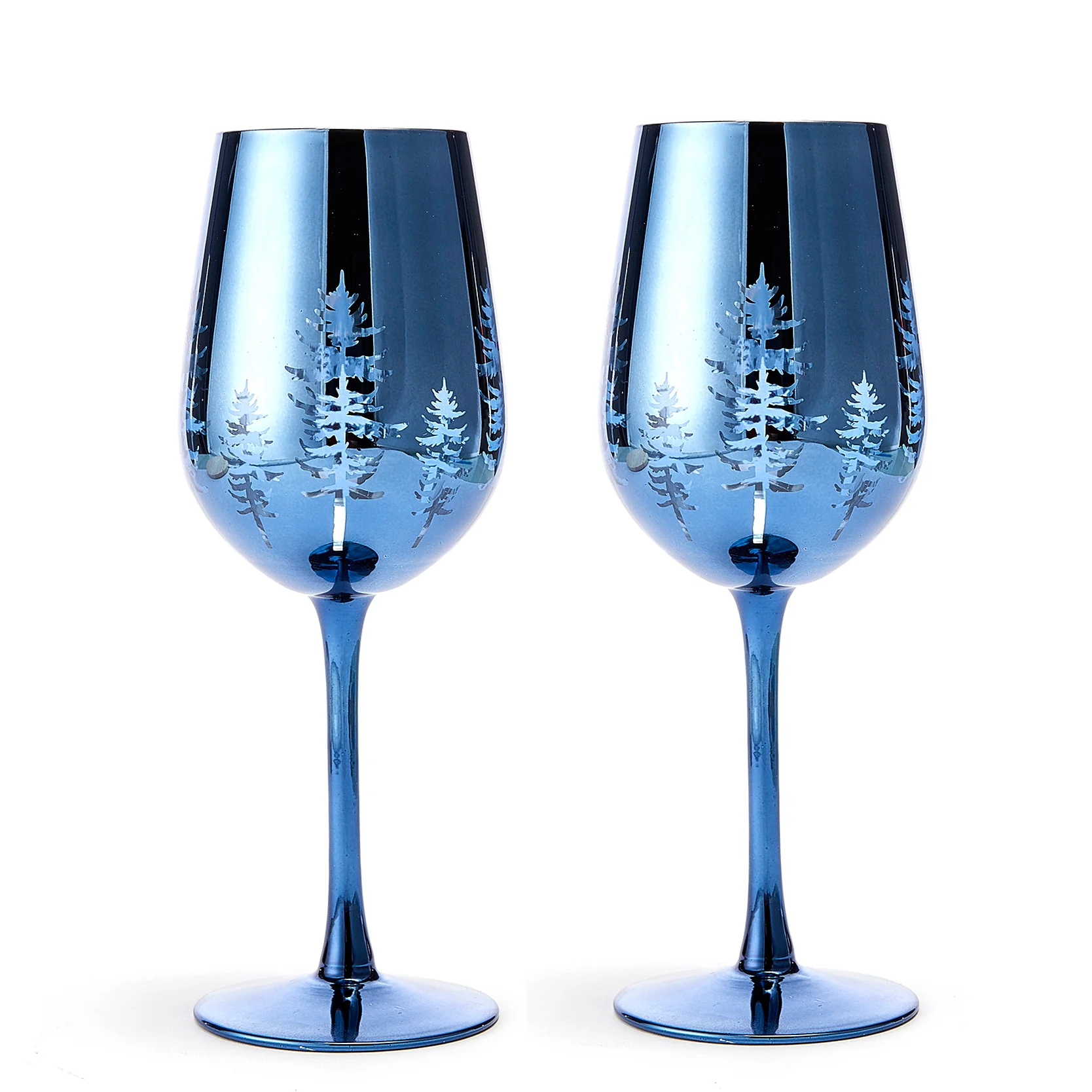 Crystal Christmas Tree Stemmed Wine & Water Glasses - Set of 2 - Keen Glass Solutions