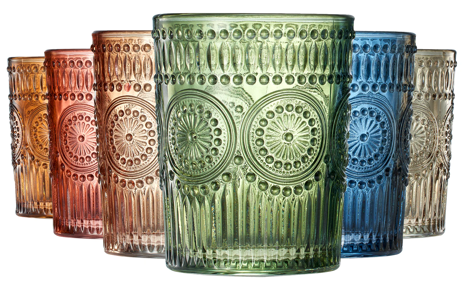Colored Vintage Drinking Glasses Set | Set of 6 - Keen Glass Solutions