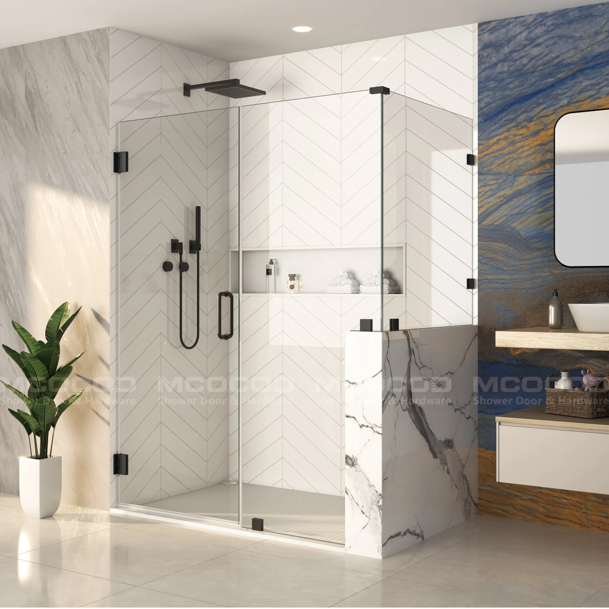 Customize Frameless Rectangle Shower Enclosure - H06-04 - Keen Glass Solutions
