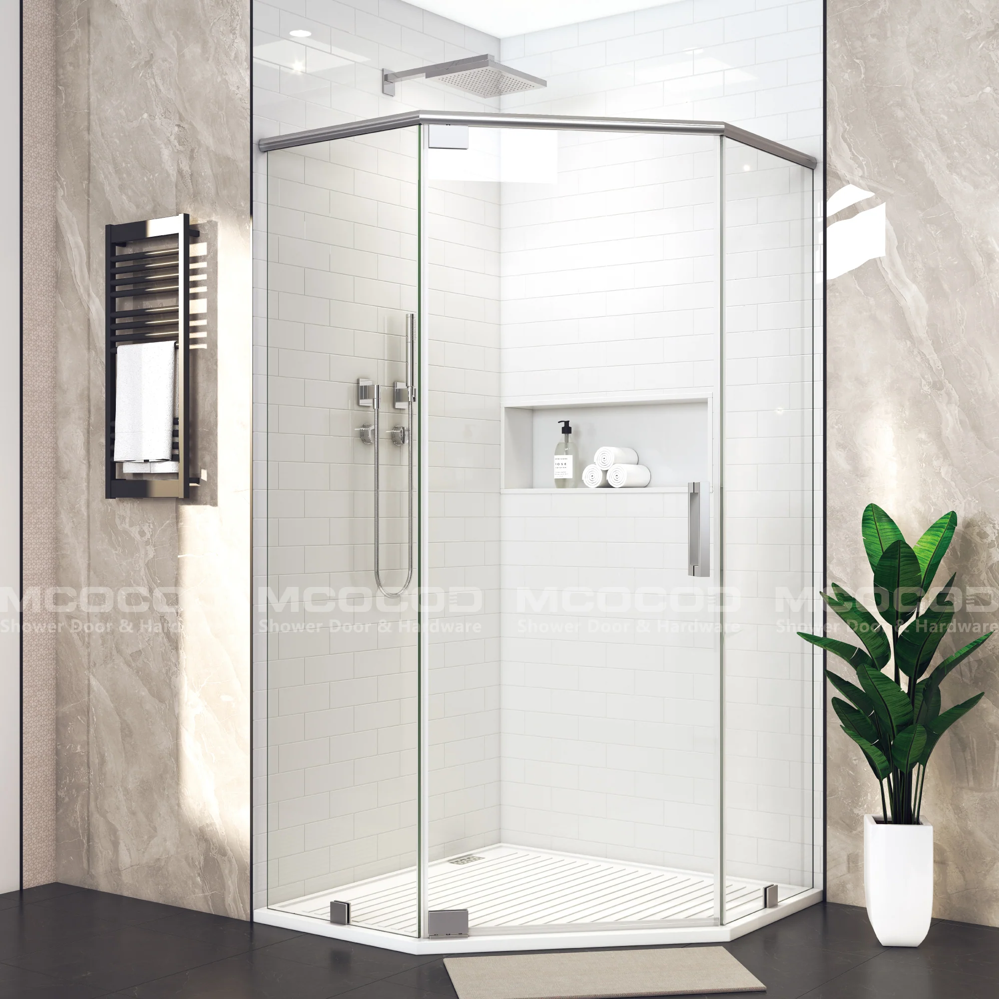 Customize Framed Shower Enclosure Three Glass Shower Doors - P08L-03 - Keen Glass Solutions