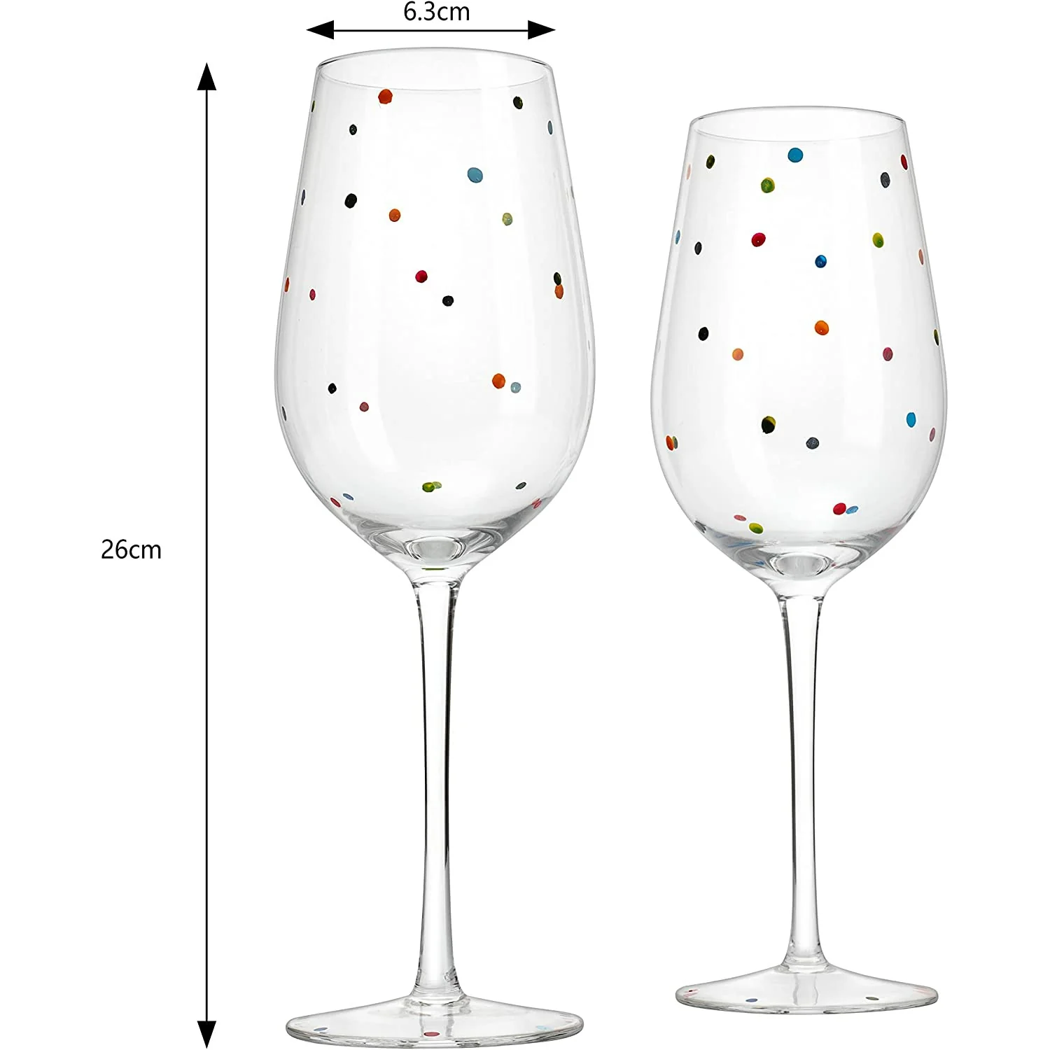 Polka Dot Stemmed Wine Glasses 16 Ounces Set of 2 - Keen Glass Solutions