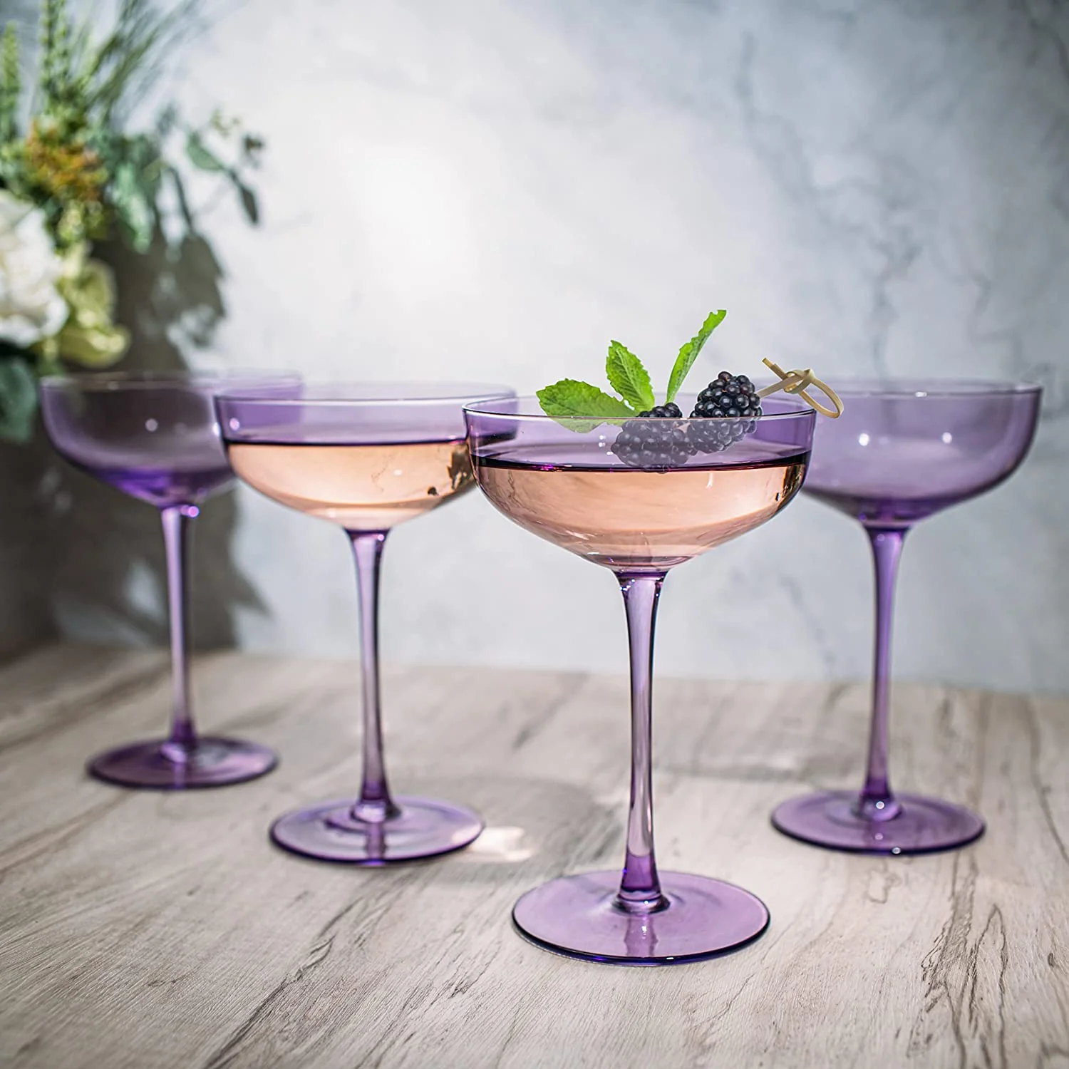 The Wine Savant Colored Coupe Glass | 7oz | Set of 4 (Lavender Purple) - Keen Glass Solutions