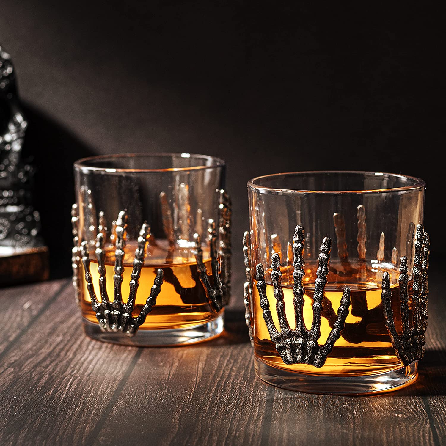 The Wine Savant Skeleton Hand Wine Glass Set of 2 - Keen Glass Solutions