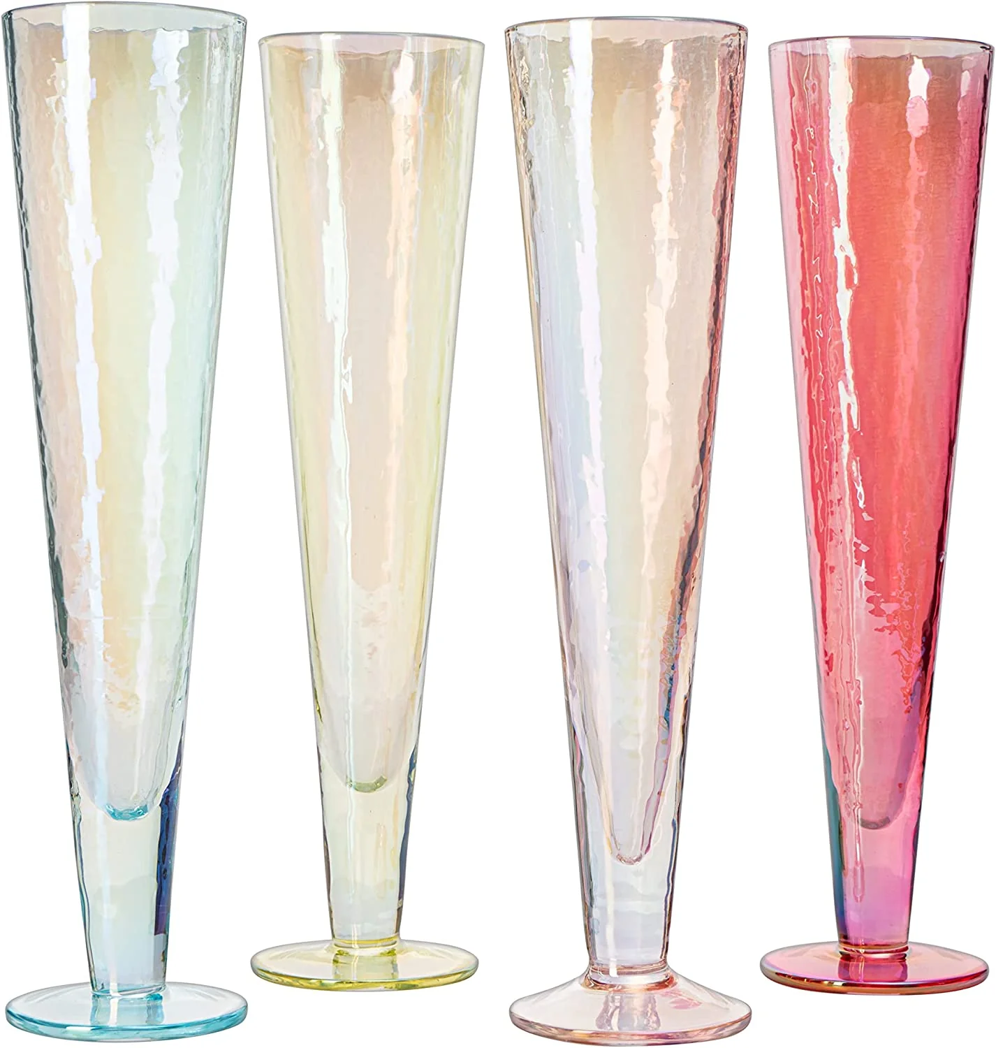 Champagne Flutes, Iridescent Crystal Glass - Set of 4 - 10 - Keen Glass Solutions