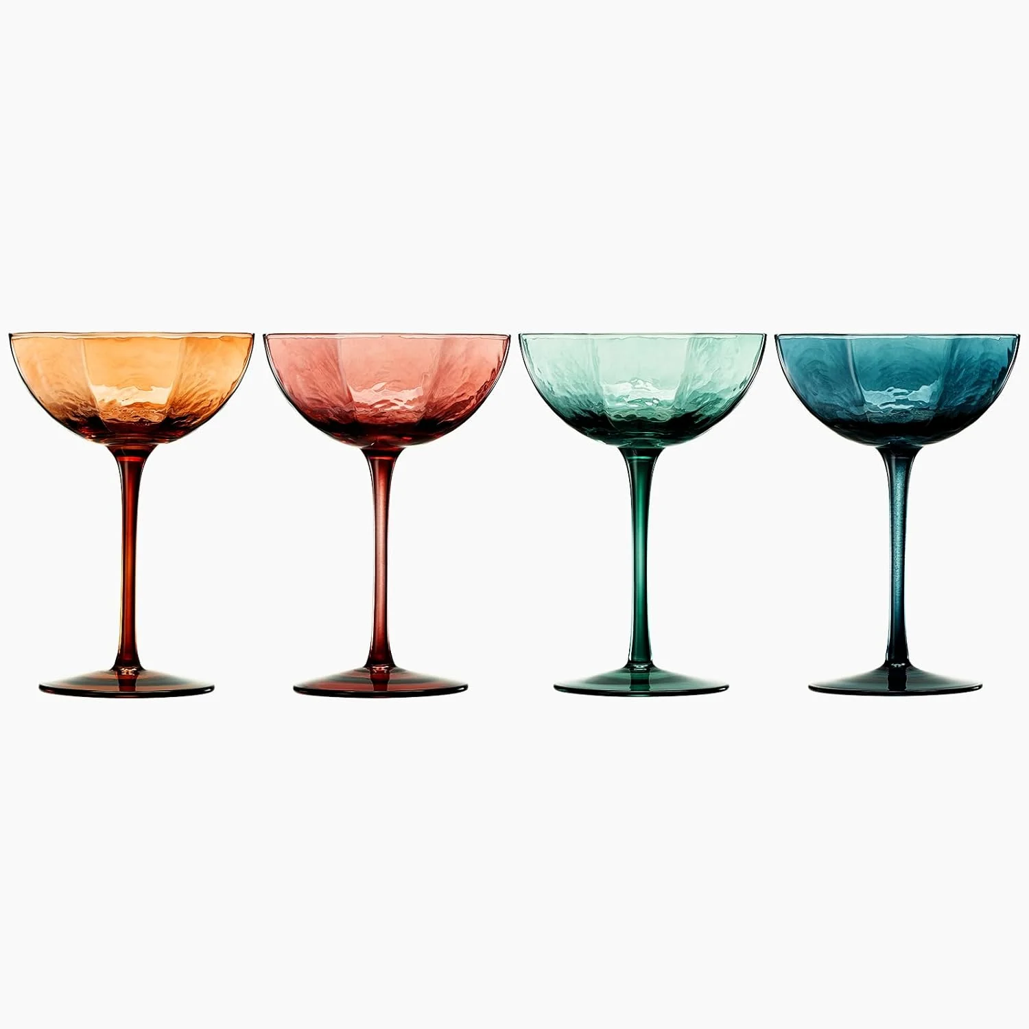 Martini & Champagne Luxury Angled Coupe Glasses 6 oz | Set of 4 | Muted Colored - Keen Glass Solutions