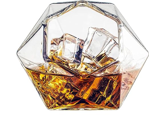 The Wine Savant Diamond Whiskey Glasses, Set of 2 10 oz - Keen Glass Solutions