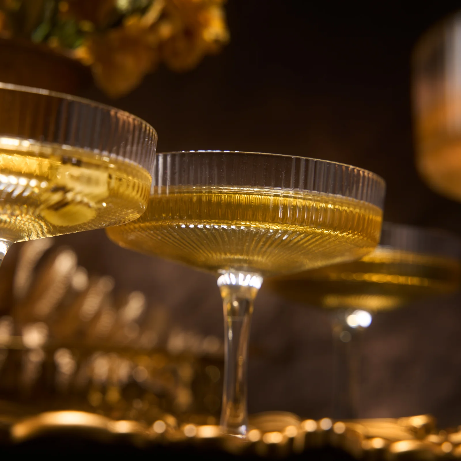 Ribbed Coupe Cocktail Glasses 8 oz | Set of 4 (Clear) - Keen Glass Solutions