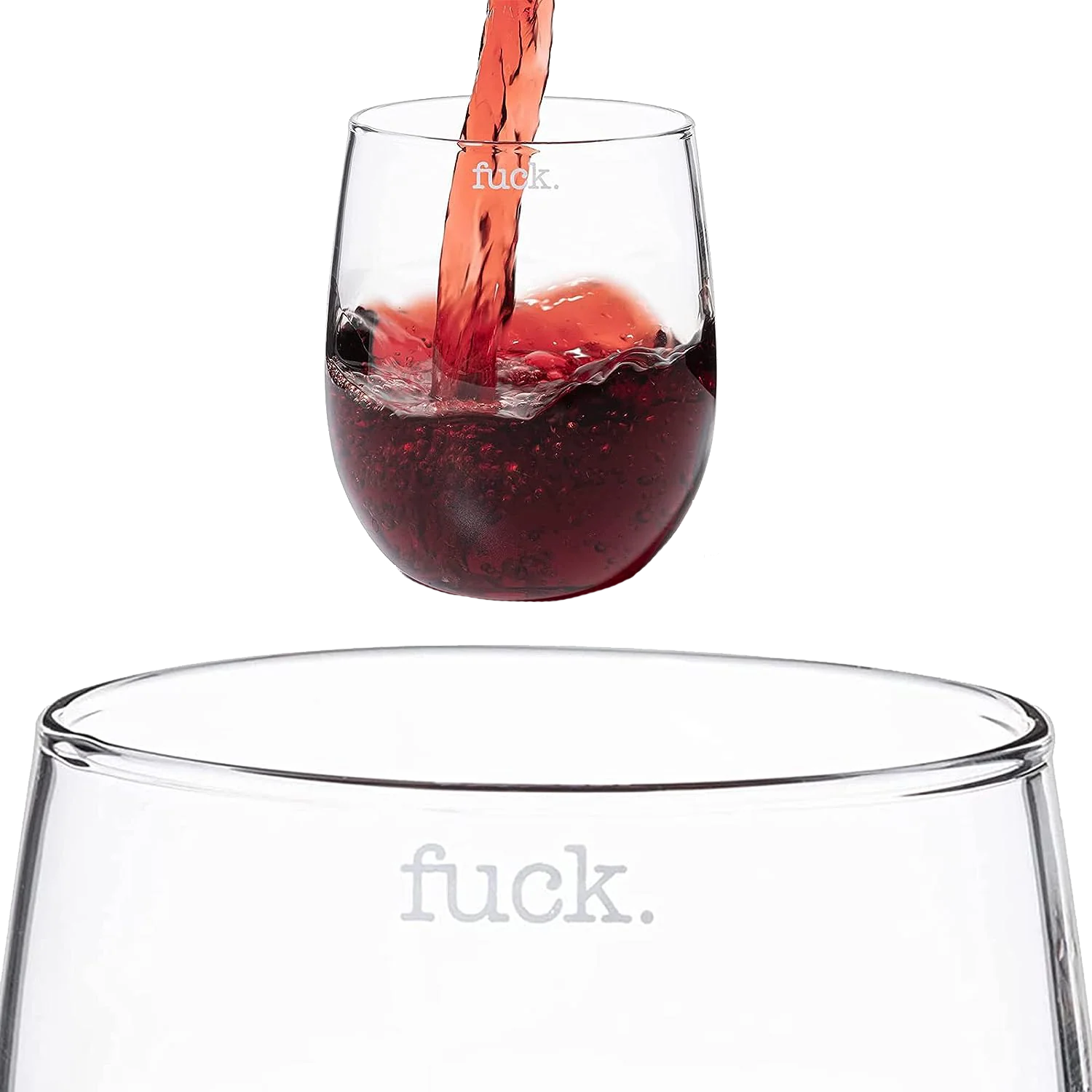 F*CK Wine Glass Single Set, Large 11 oz Glasses (Stemless) - Keen Glass Solutions