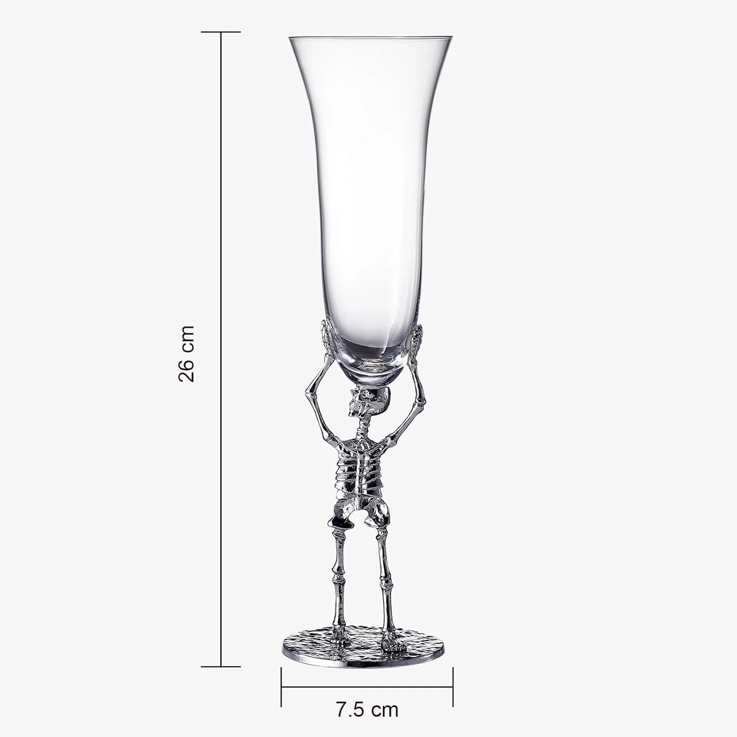 Stemmed Skeleton Champagne Flute Glass | Set of 2 | 7.5oz - Keen Glass Solutions