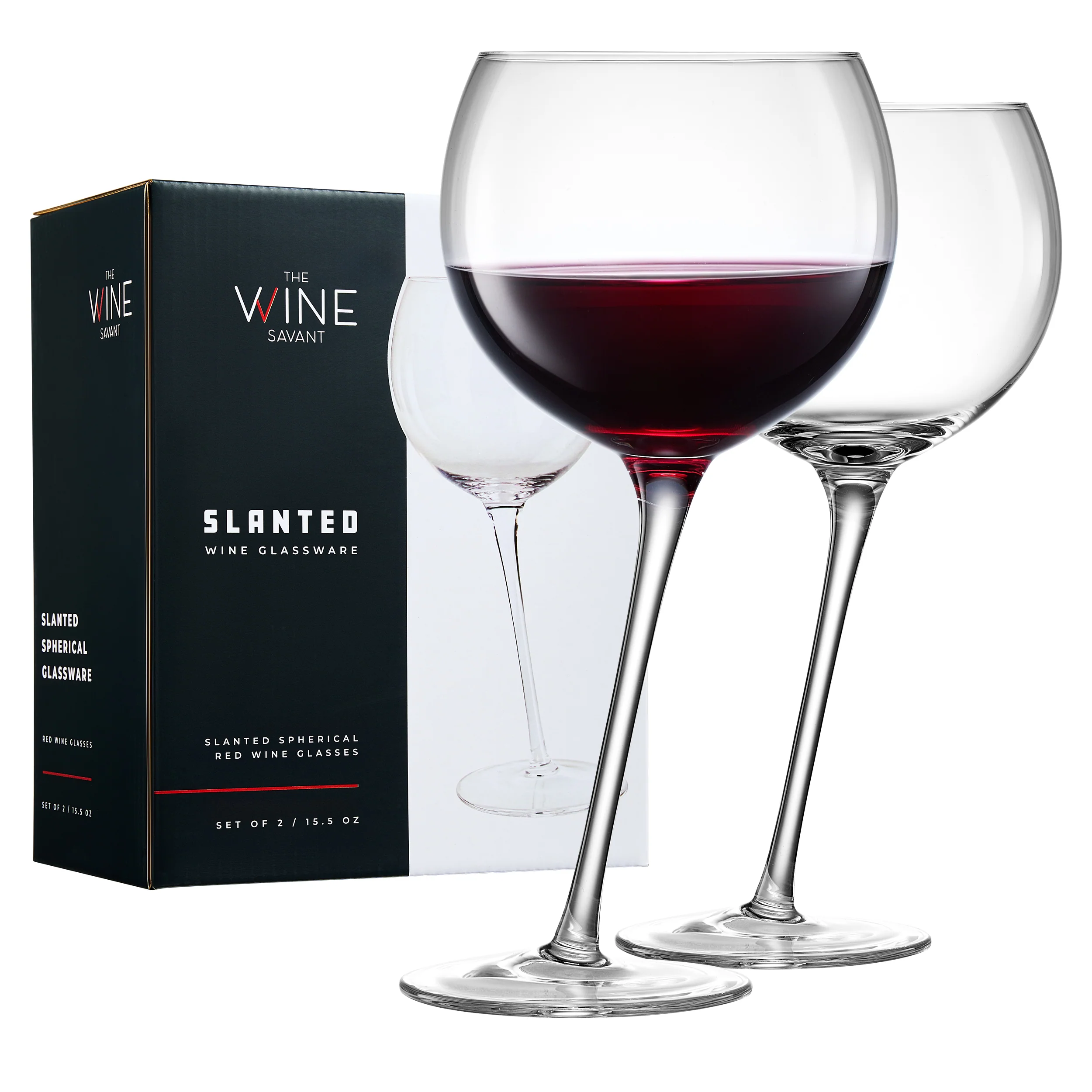 Tipsy Wine Glasses Set of 2 - 15.5OZ Unique Tilted Stemless Wine Glasses - Keen Glass Solutions