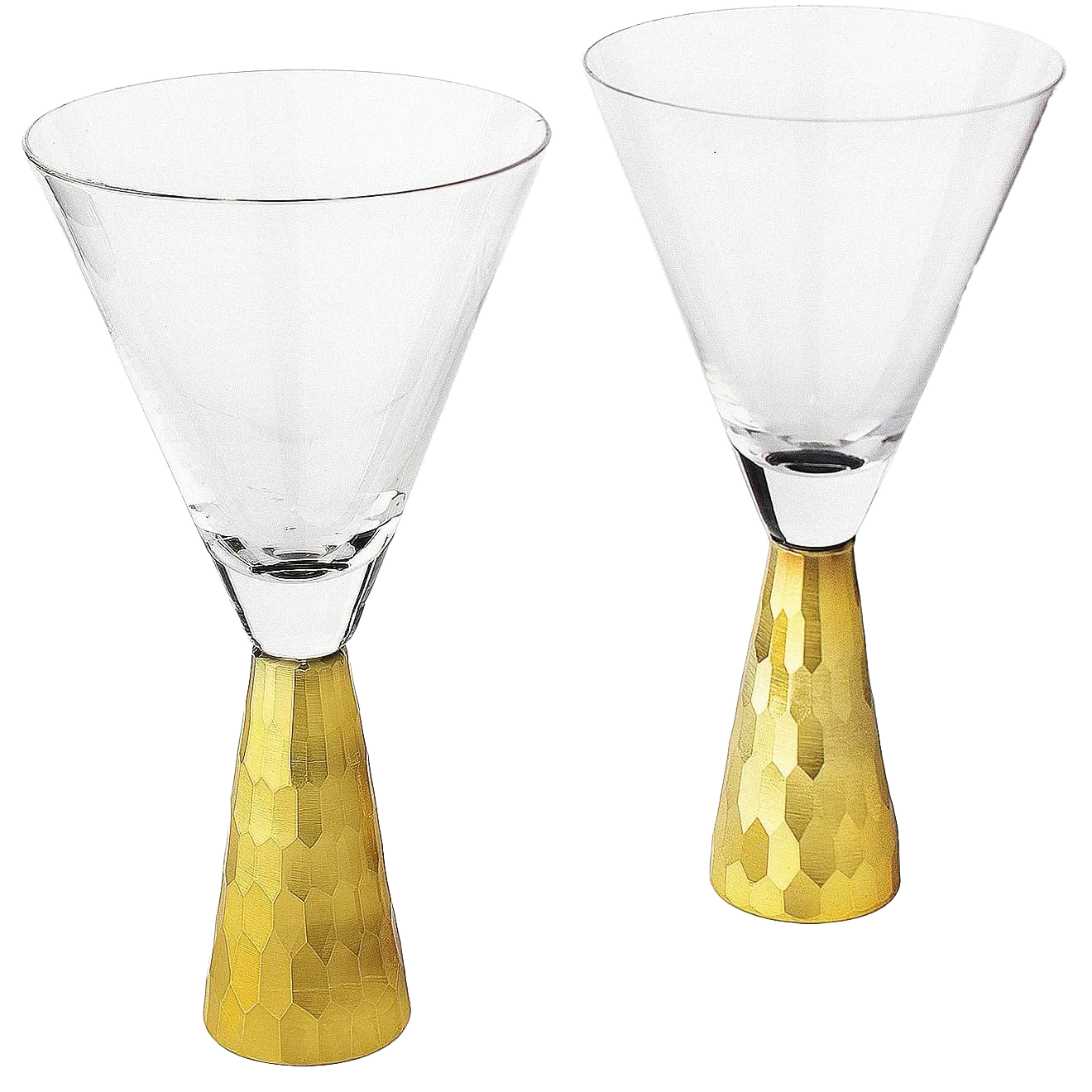 Set of 2 Elegant Gold Funnel Shaped Cocktail - 8oz - Keen Glass Solutions