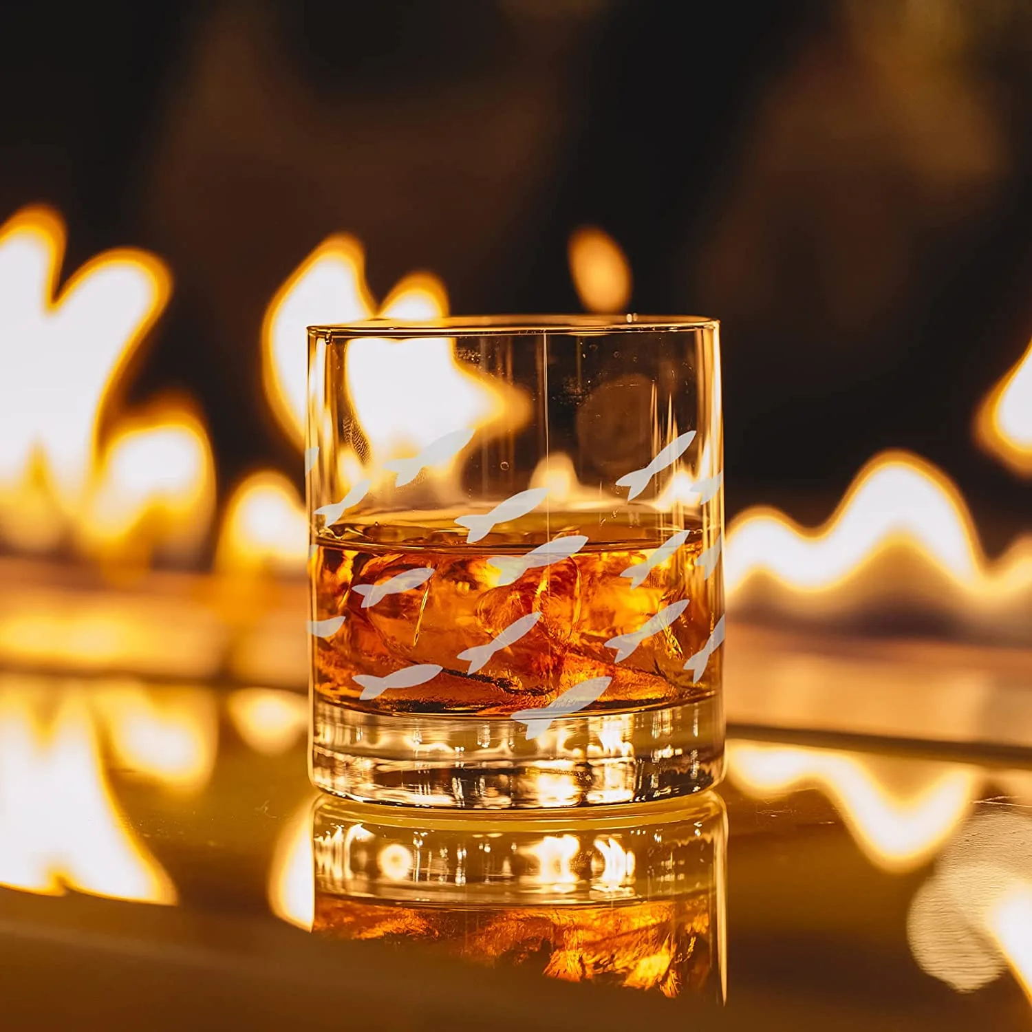 Fish Old Fashion Drinking Glasses - Keen Glass Solutions