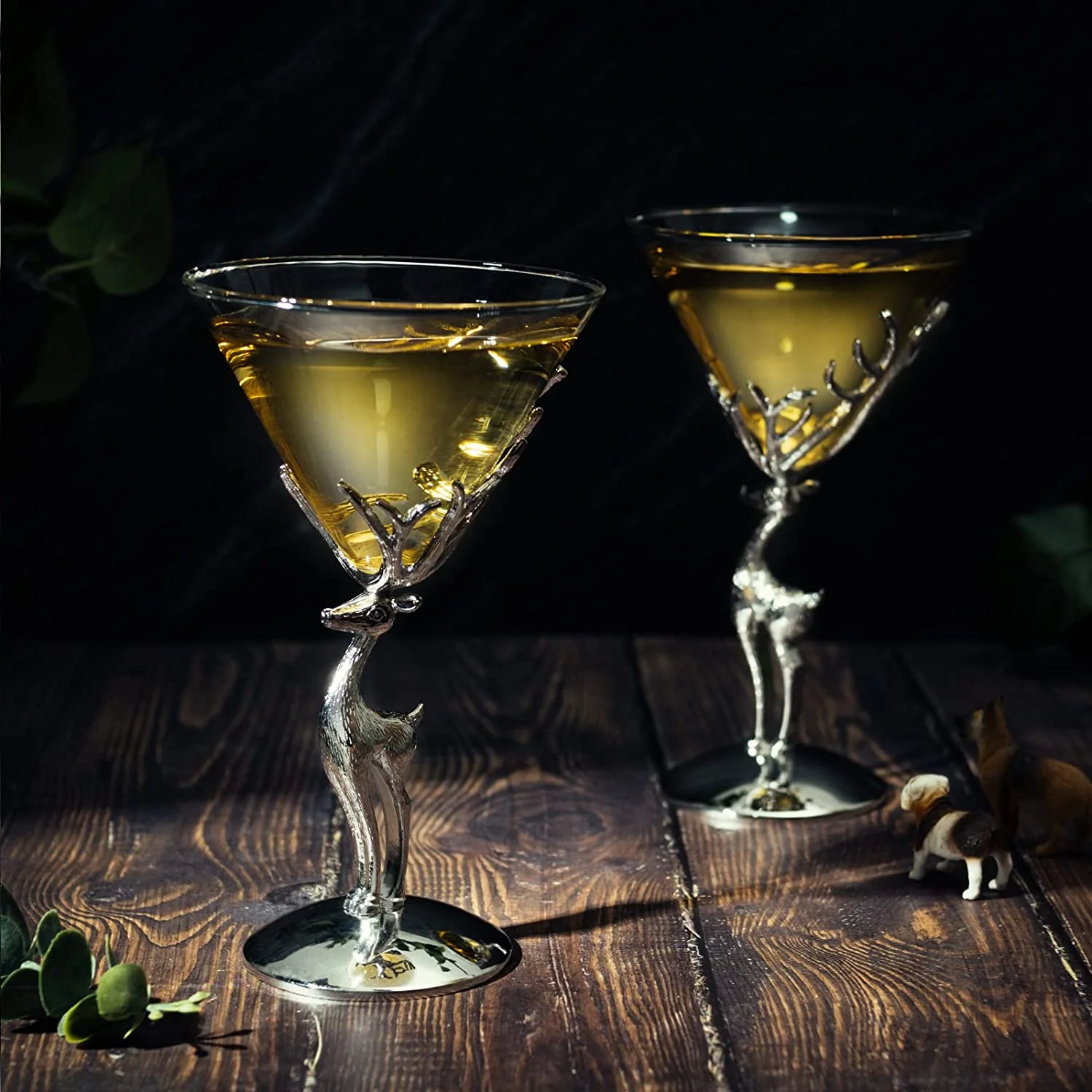 Stag Antler Cocktail Martini Glasses, Set of 2 (Martini / Champagne) - Keen Glass Solutions
