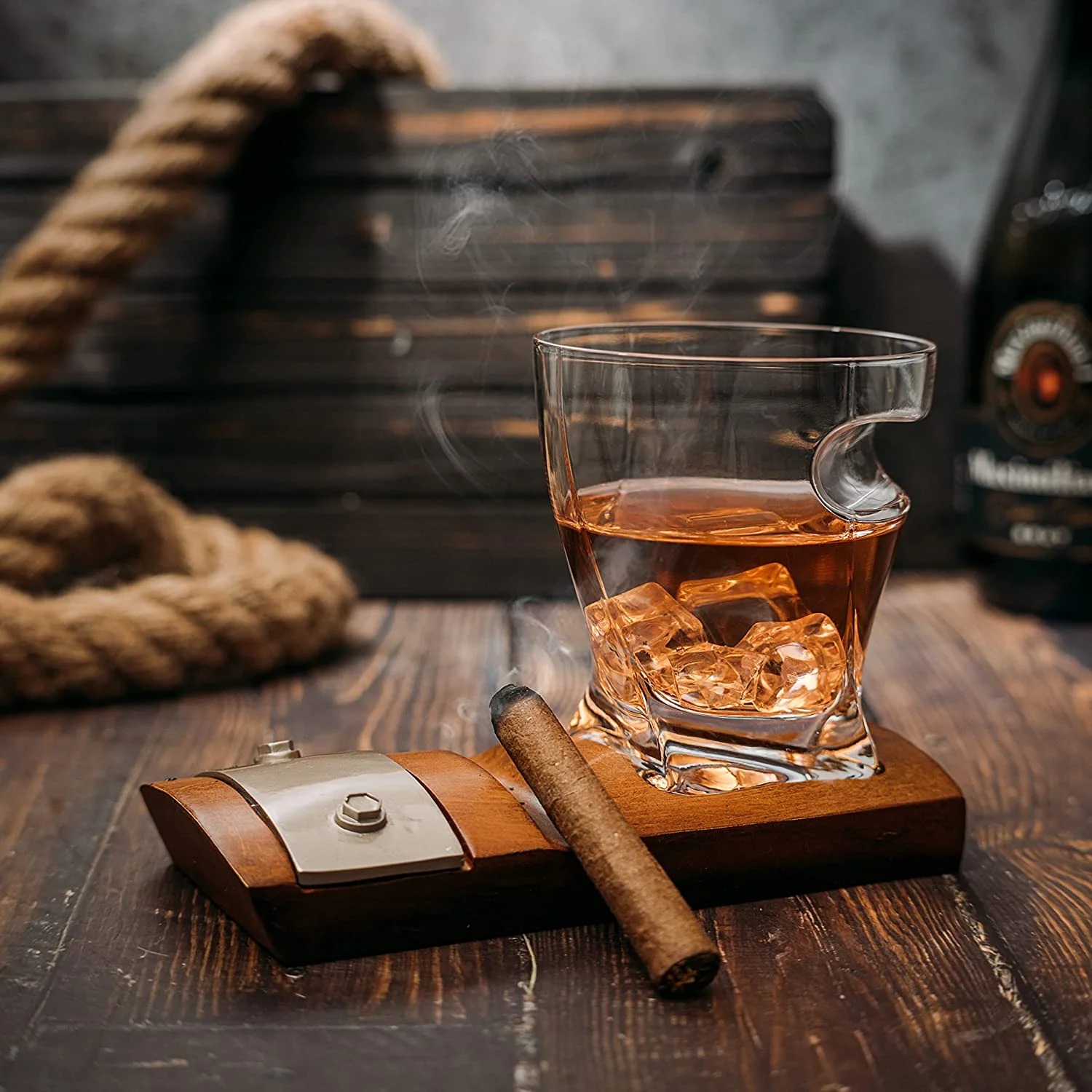 Glass & Coaster & with A Unique Whiskey Glass Slot - Keen Glass Solutions