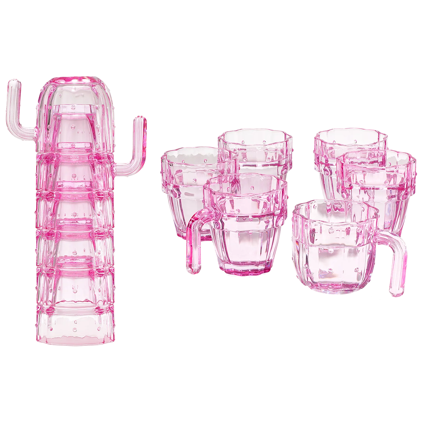 Cactus Stackable Glasses, Stacktus Gifts, Set of 6-10 oz - Keen Glass Solutions