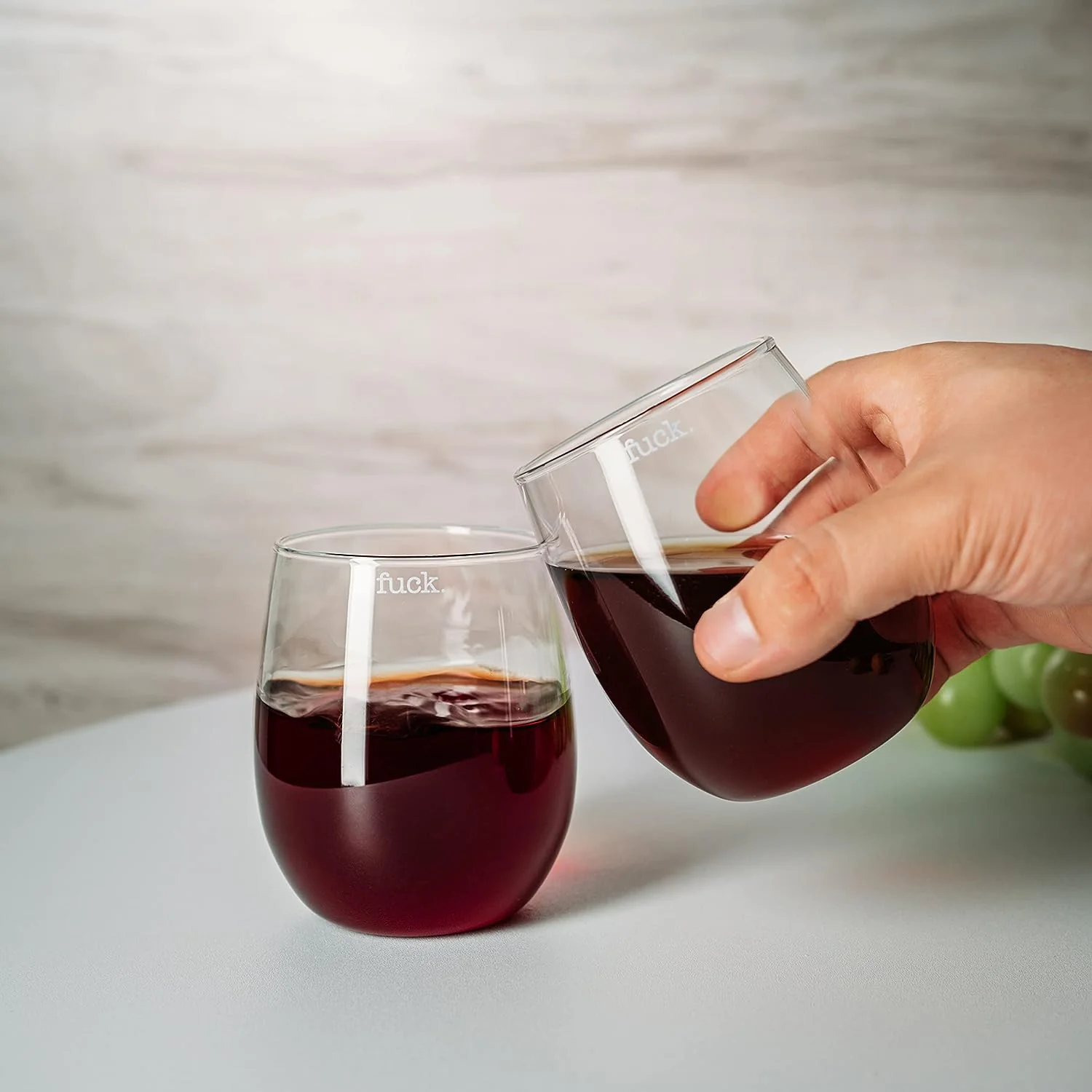 F*CK Wine Glass Single Set, Large 11 oz Glasses (Stemless) - Keen Glass Solutions