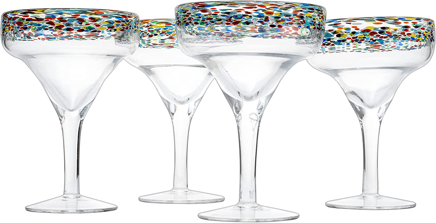 Mexican Margarita Hand Blown Glass - Set of 4 - Large 16oz - Keen Glass Solutions