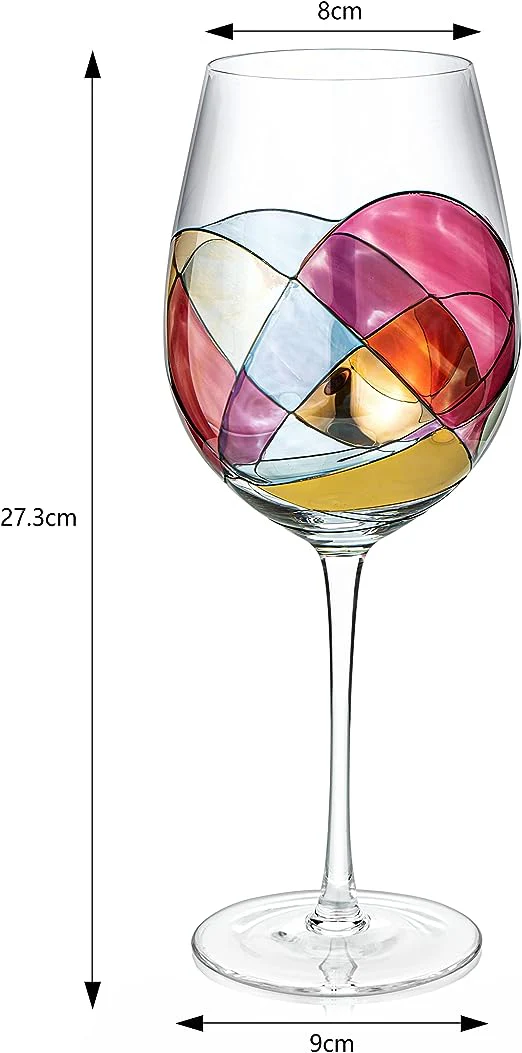 Painted STEMMED wine glass box set - 2 glasses - Keen Glass Solutions