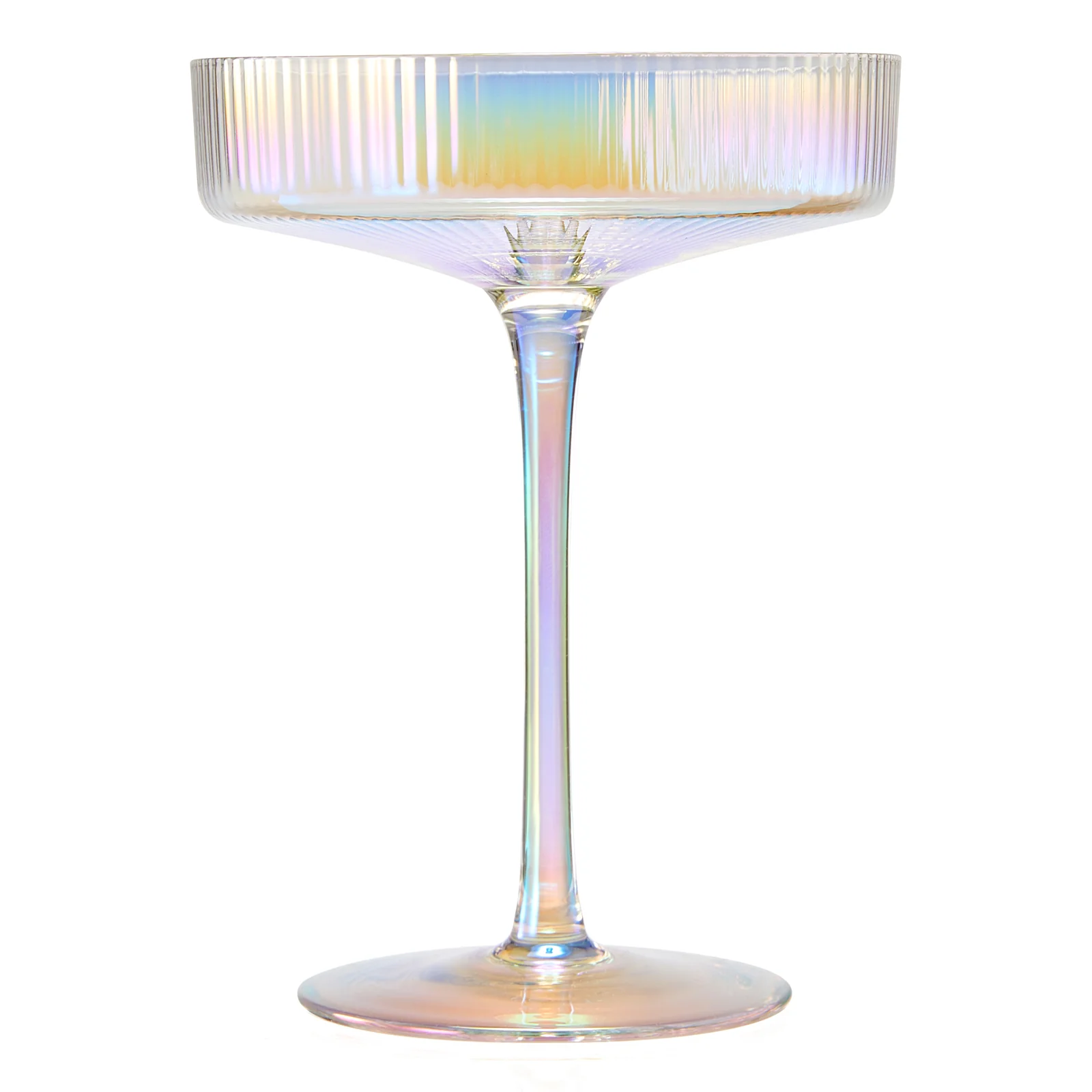 Ribbed Coupe Cocktail Glasses 8 oz | Set of 4 (Iridescent) - Keen Glass Solutions