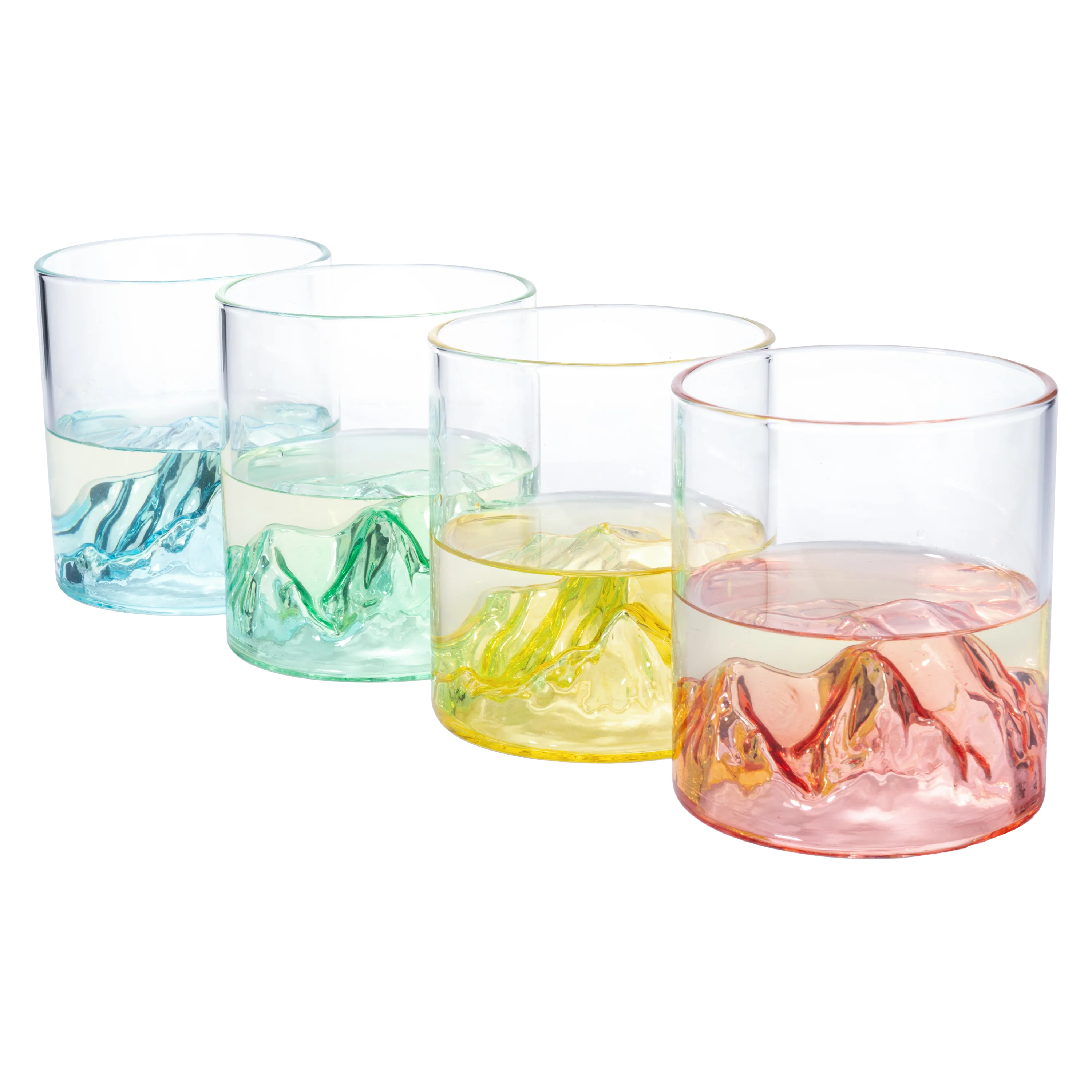 Colorful Multicolor Mountain Glasses 11.5oz Set of 4 - Keen Glass Solutions