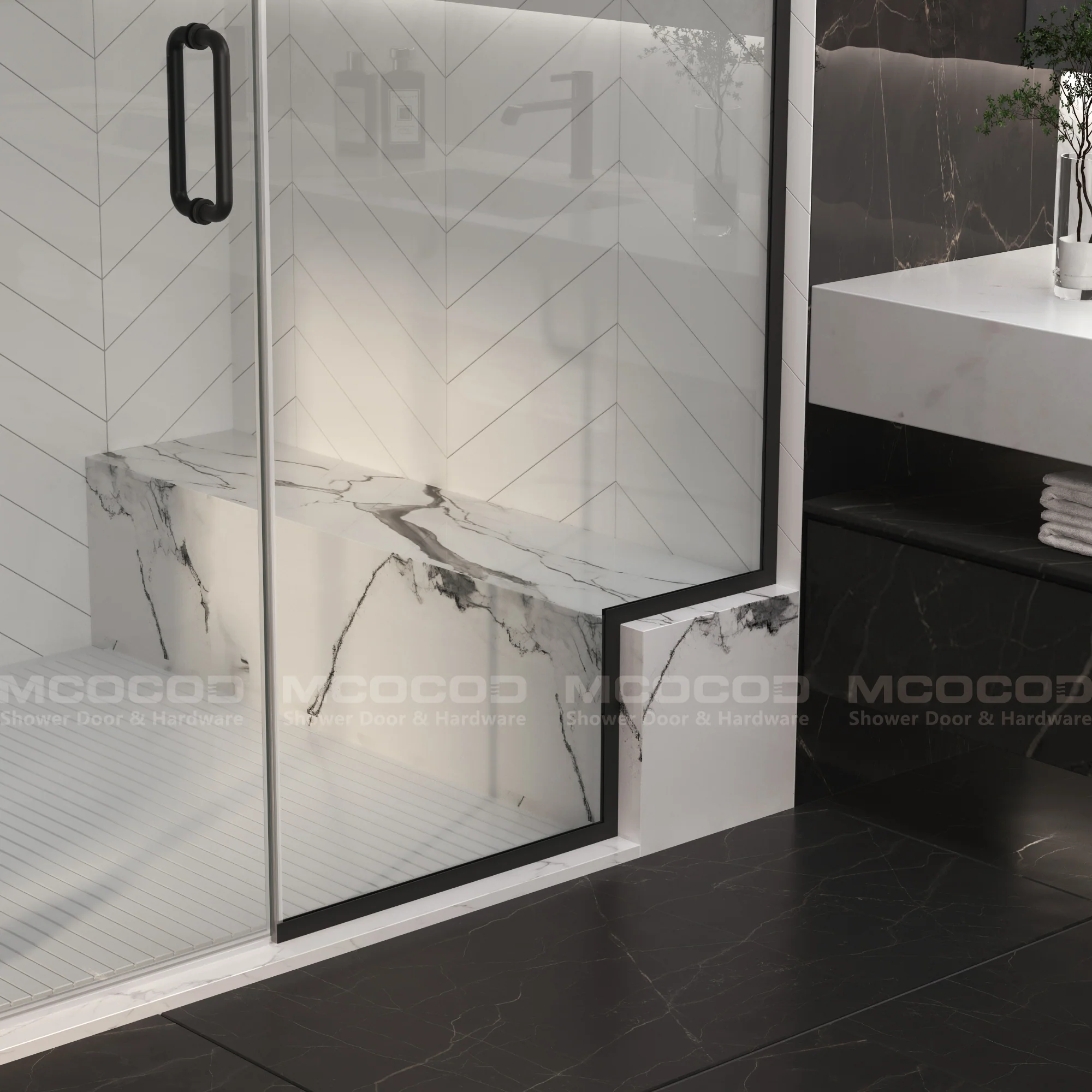 Customize for Large Openings Spaces Framed Swing Shower Door - H06-02H - Keen Glass Solutions