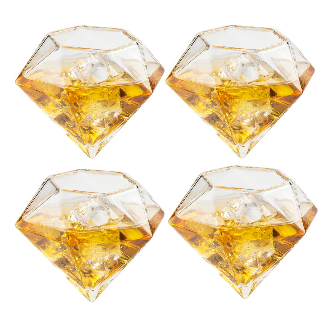 Set of 4 Diamond Whiskey & Wine Glasses 10oz - Keen Glass Solutions