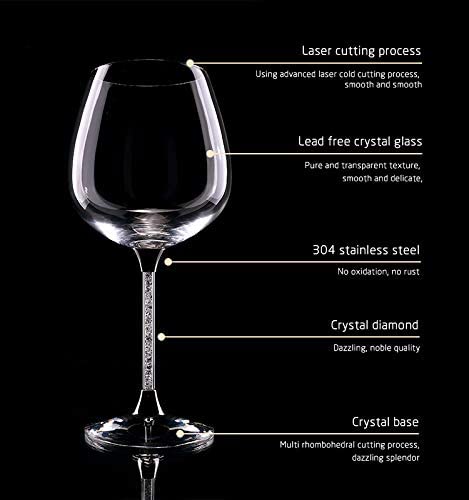 Crystal Wine Glasses Diamond Filled Stem, Large 18 Ounces - Keen Glass Solutions