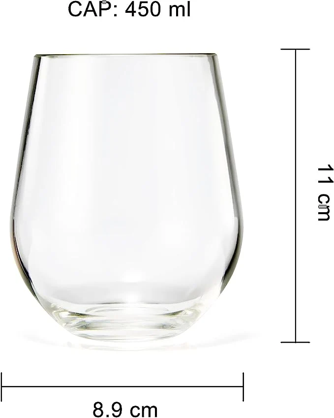 European Style Unbreakable Elegant Acrylic Stemless Wine Glasses 15 oz | Set of 6 - Keen Glass Solutions