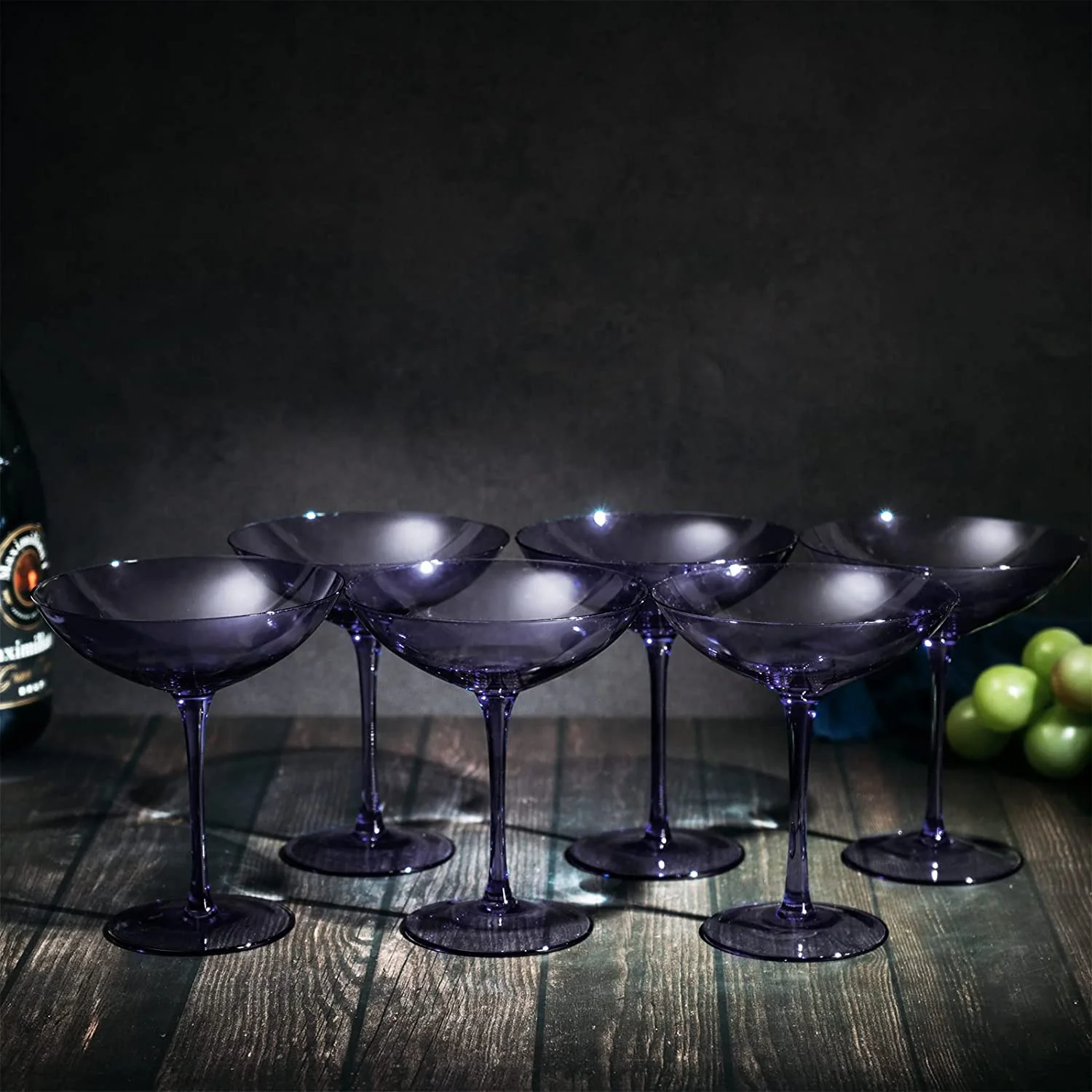 Lavender Champagne Coupes 12oz Set of 6 - Keen Glass Solutions