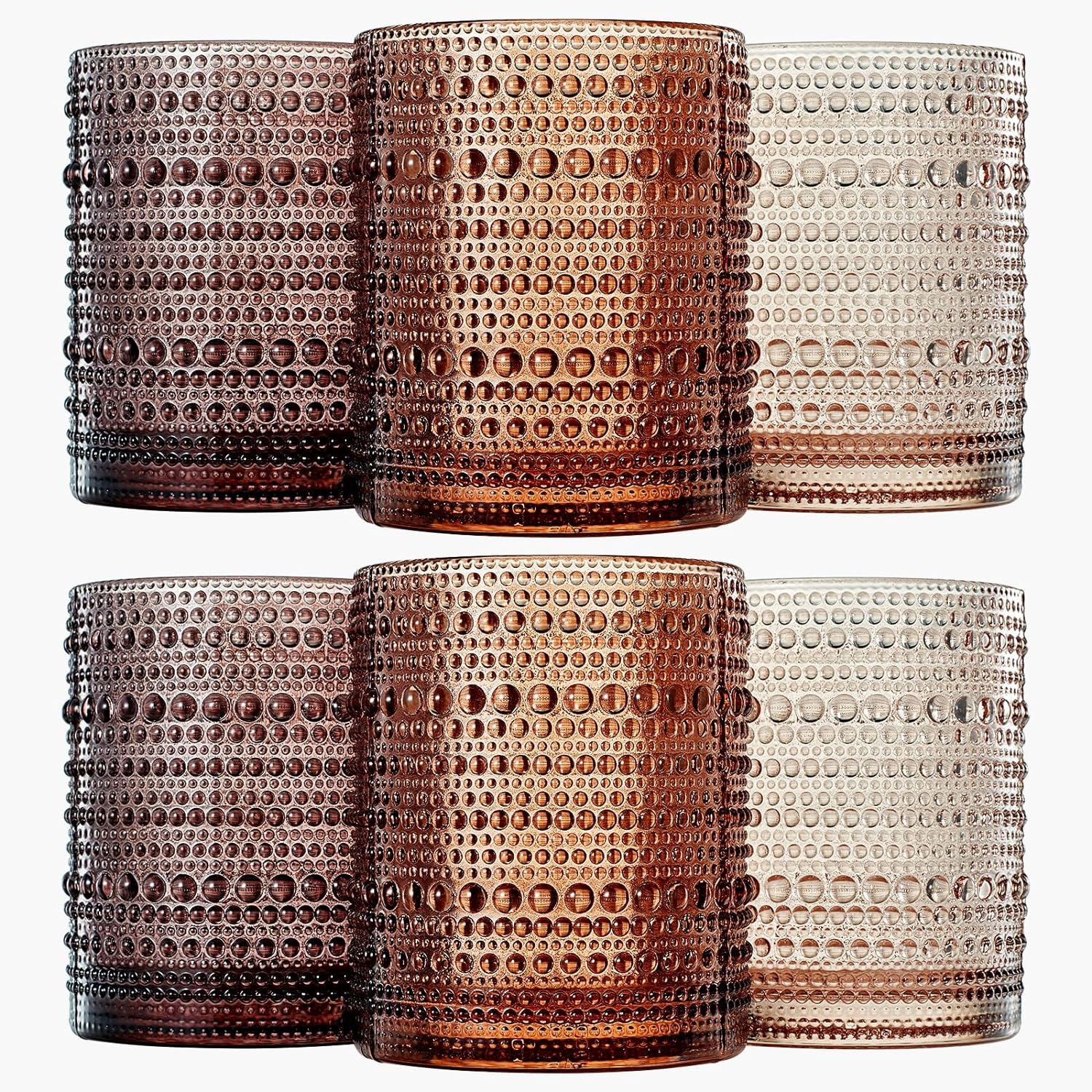 Hobnail Drinking Glasses, Venus Colors Beaded Tumbler | Set of 6 - Keen Glass Solutions