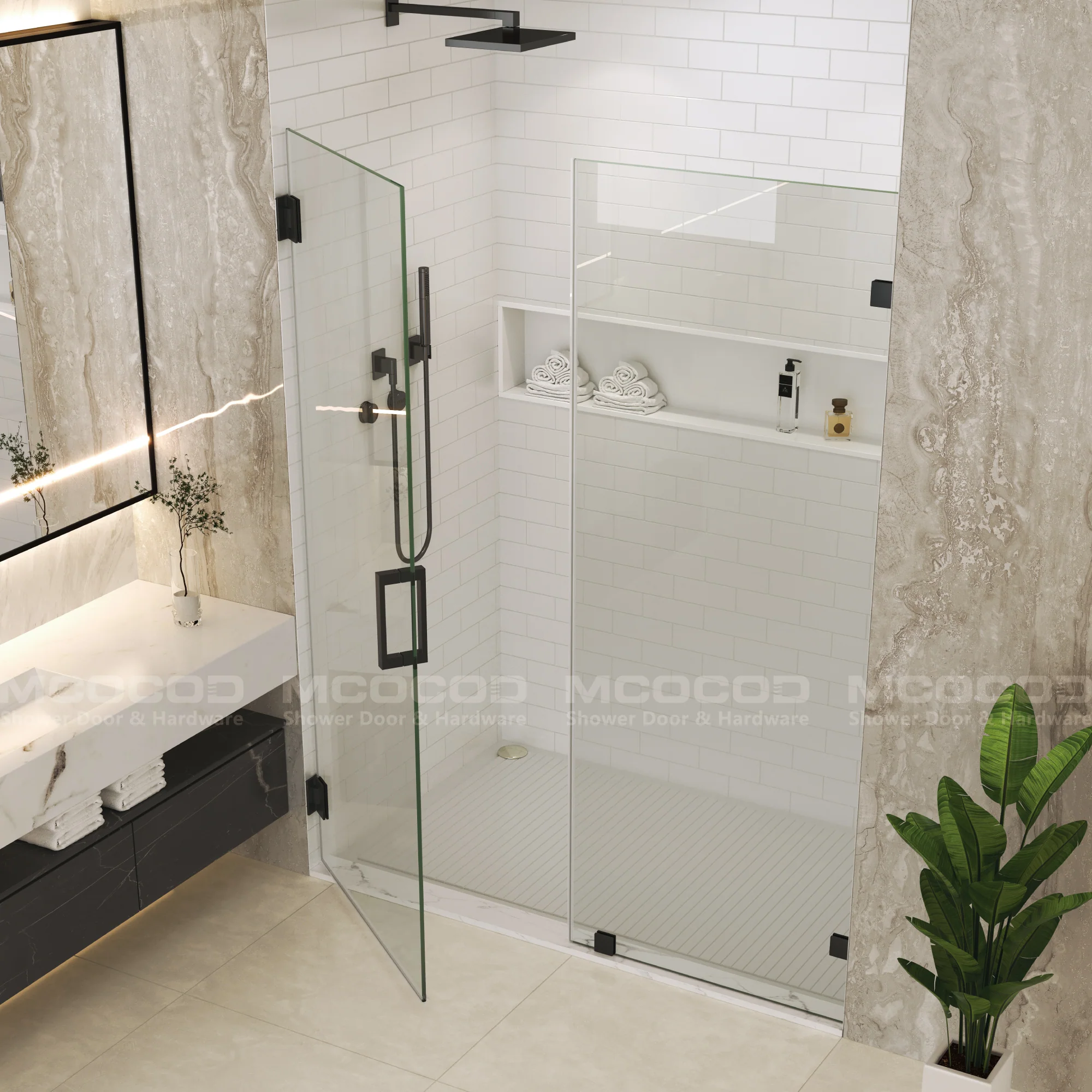 Customize Frameless Swing Shower Door - H06-02 - Keen Glass Solutions