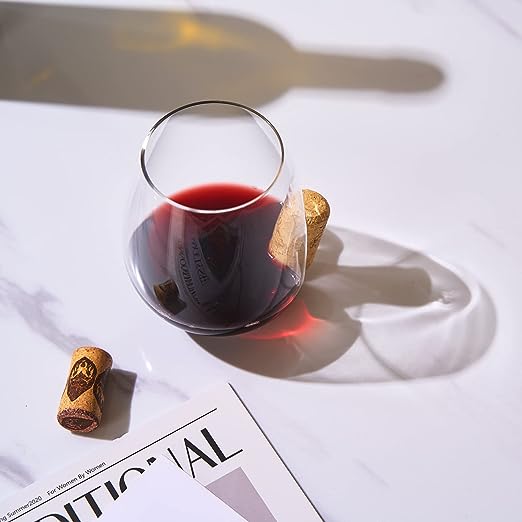 Corked Stemless Wine Glasses | Single (19.6 OZ) - Keen Glass Solutions
