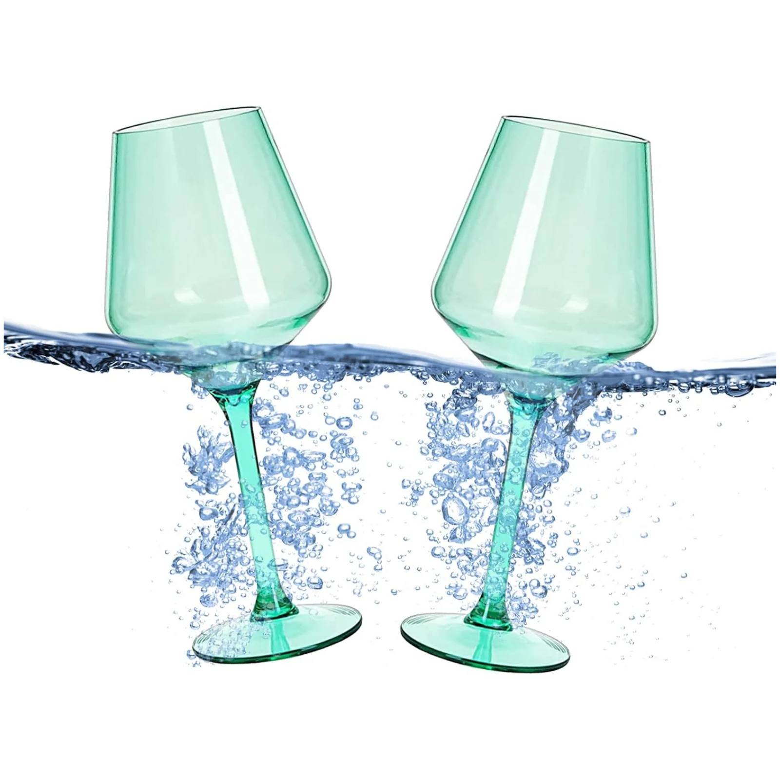 Floating Wine Glasses for Pool - Set of 2-15 OZ (Green) - Keen Glass Solutions