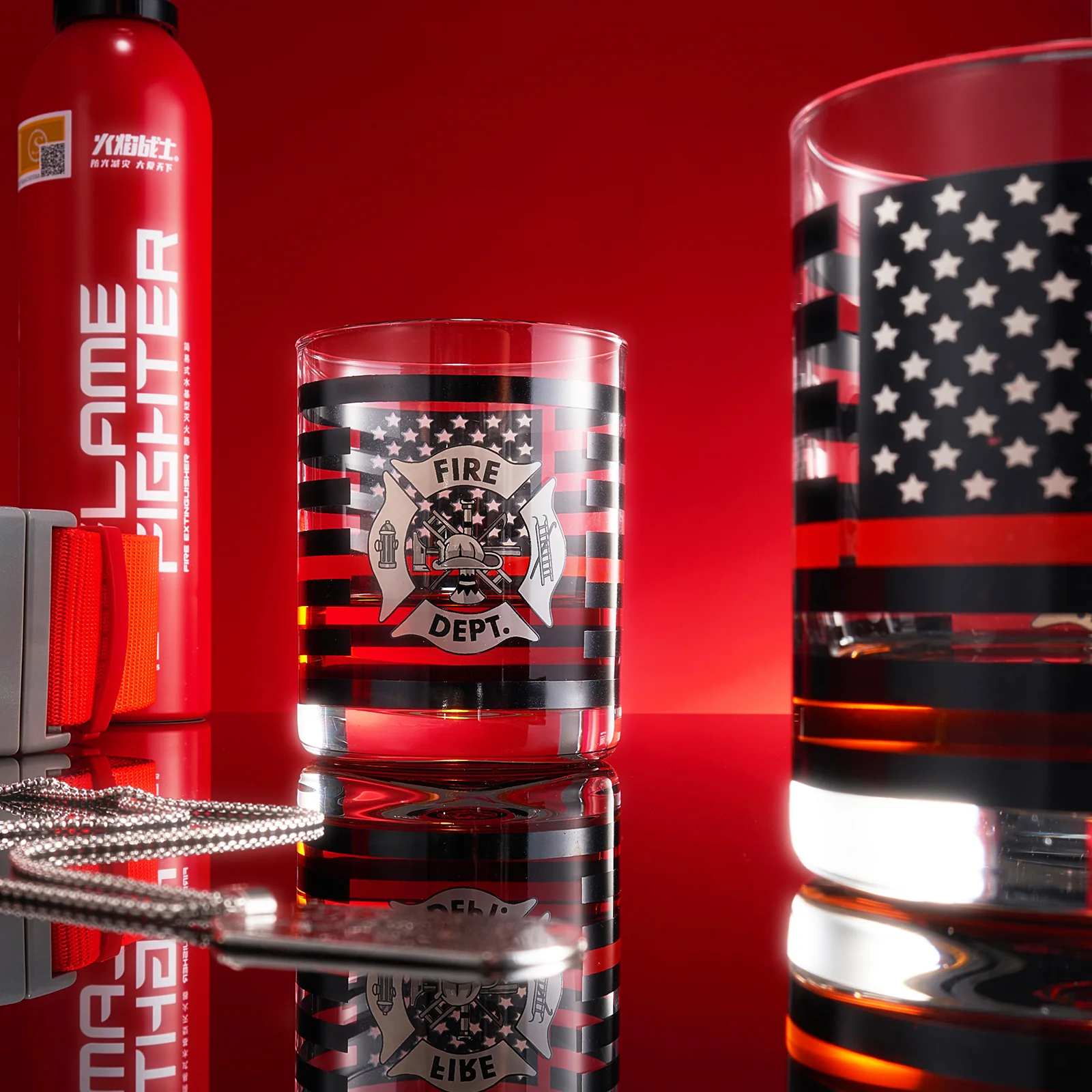 Firefighter Whiskey Glasses | Set of 2 | 12 OZ - Keen Glass Solutions