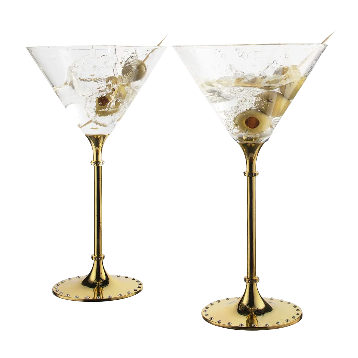 Gold Cocktail, Martini & Champagne Glasses Rhinestone DIAMOND - Keen Glass Solutions
