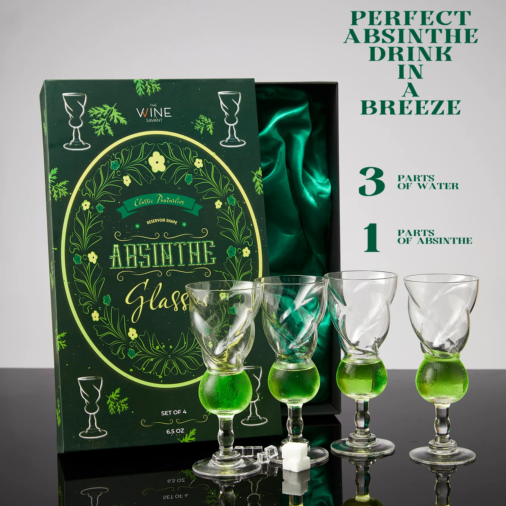 Vintage Crystal Absinthe Glasses | Set of 4 | 6.5 oz - Keen Glass Solutions