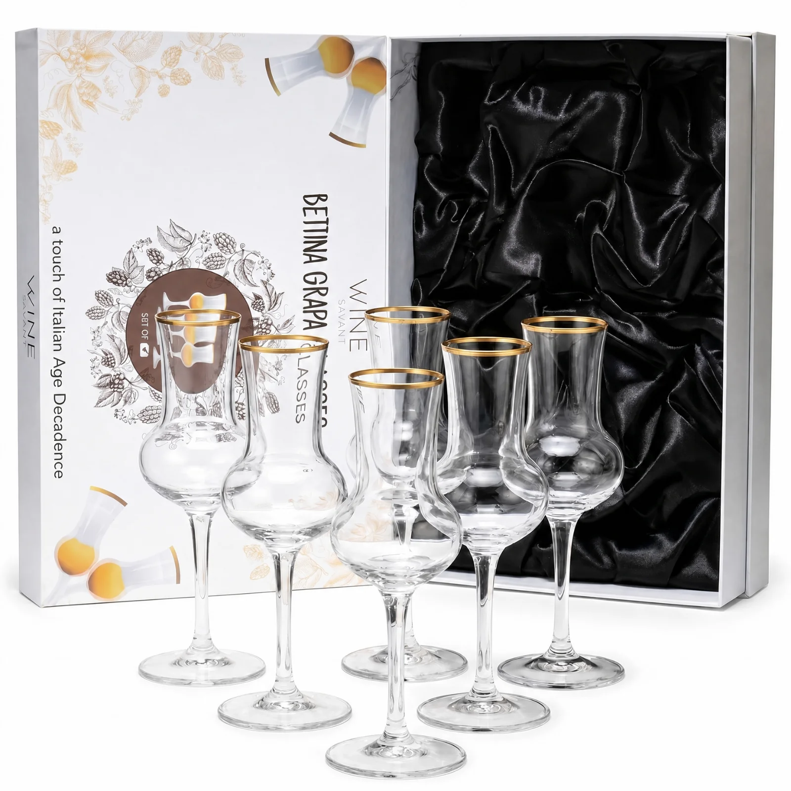 The Wine Savant Crystal Set of 6 Grappa Glasses 3oz - Keen Glass Solutions