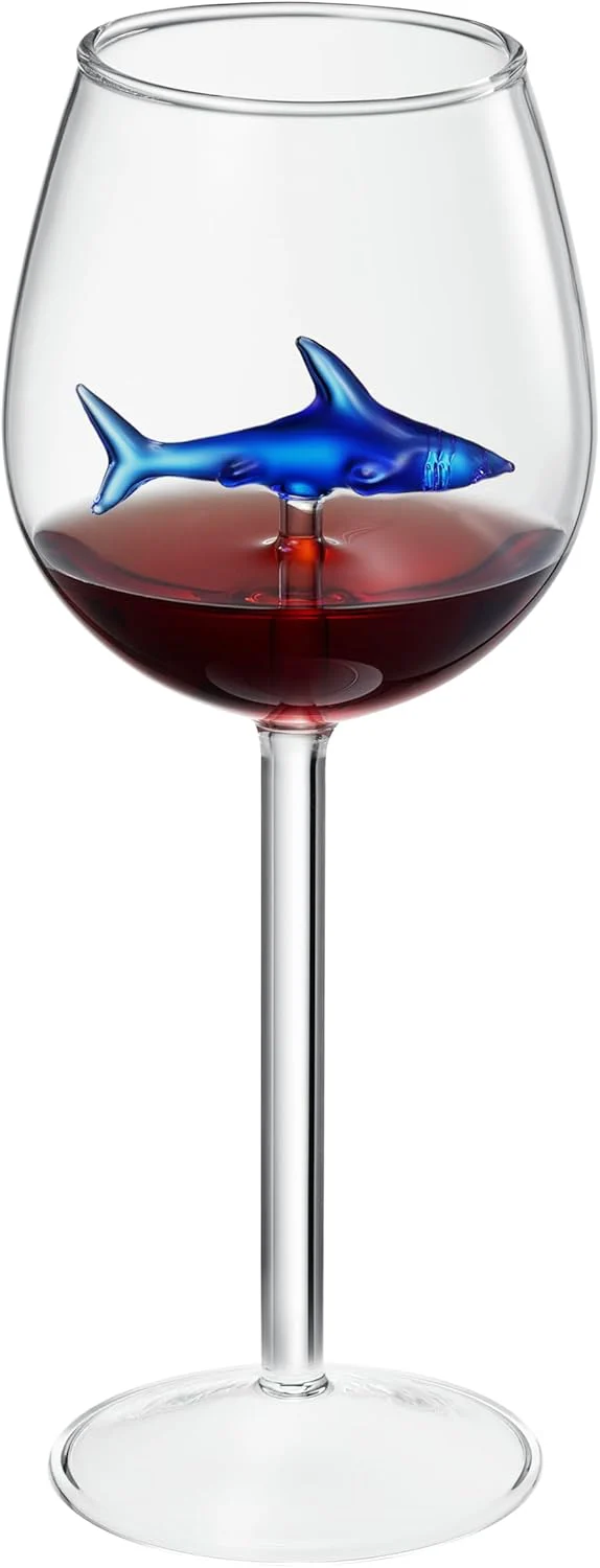 Shark-Inspired Wine Glasses Set of 2 – 13oz - Keen Glass Solutions