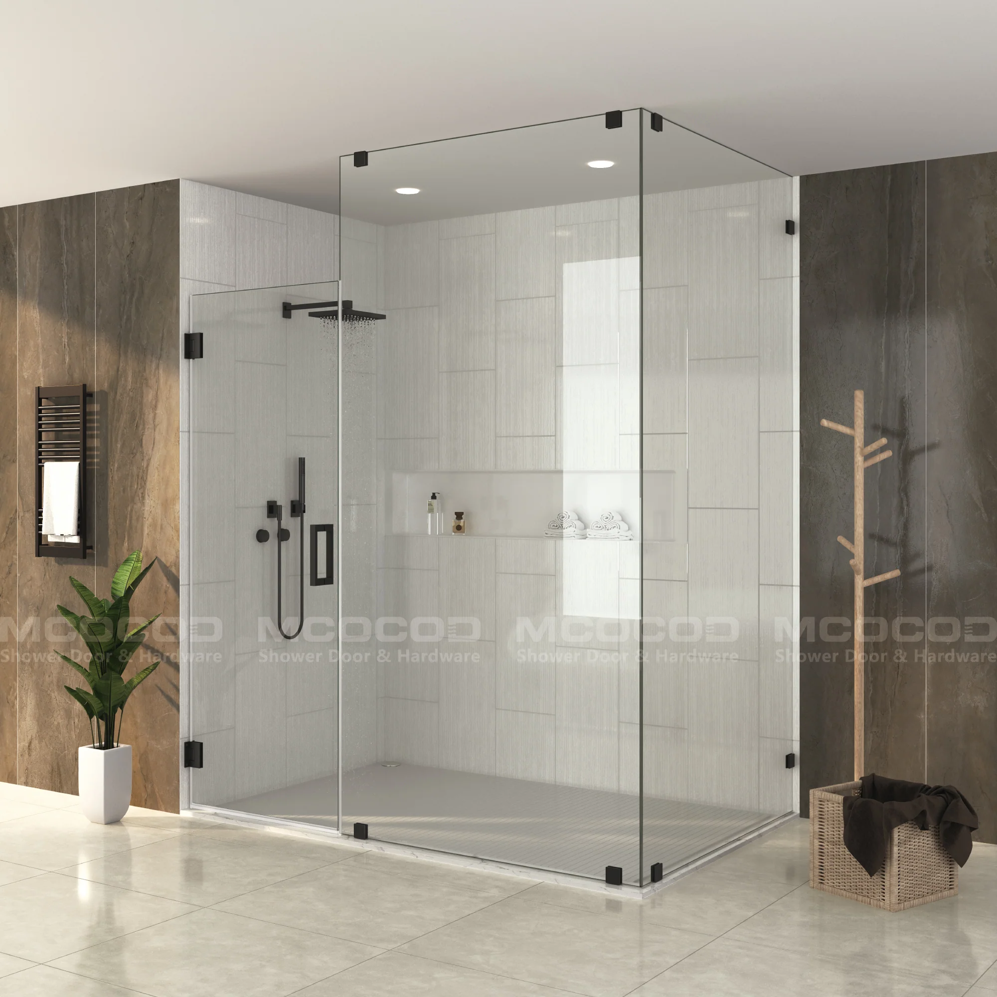 Customized Glass to Ceiling for Frameless Rectangle Shower - H06-06 - Keen Glass Solutions